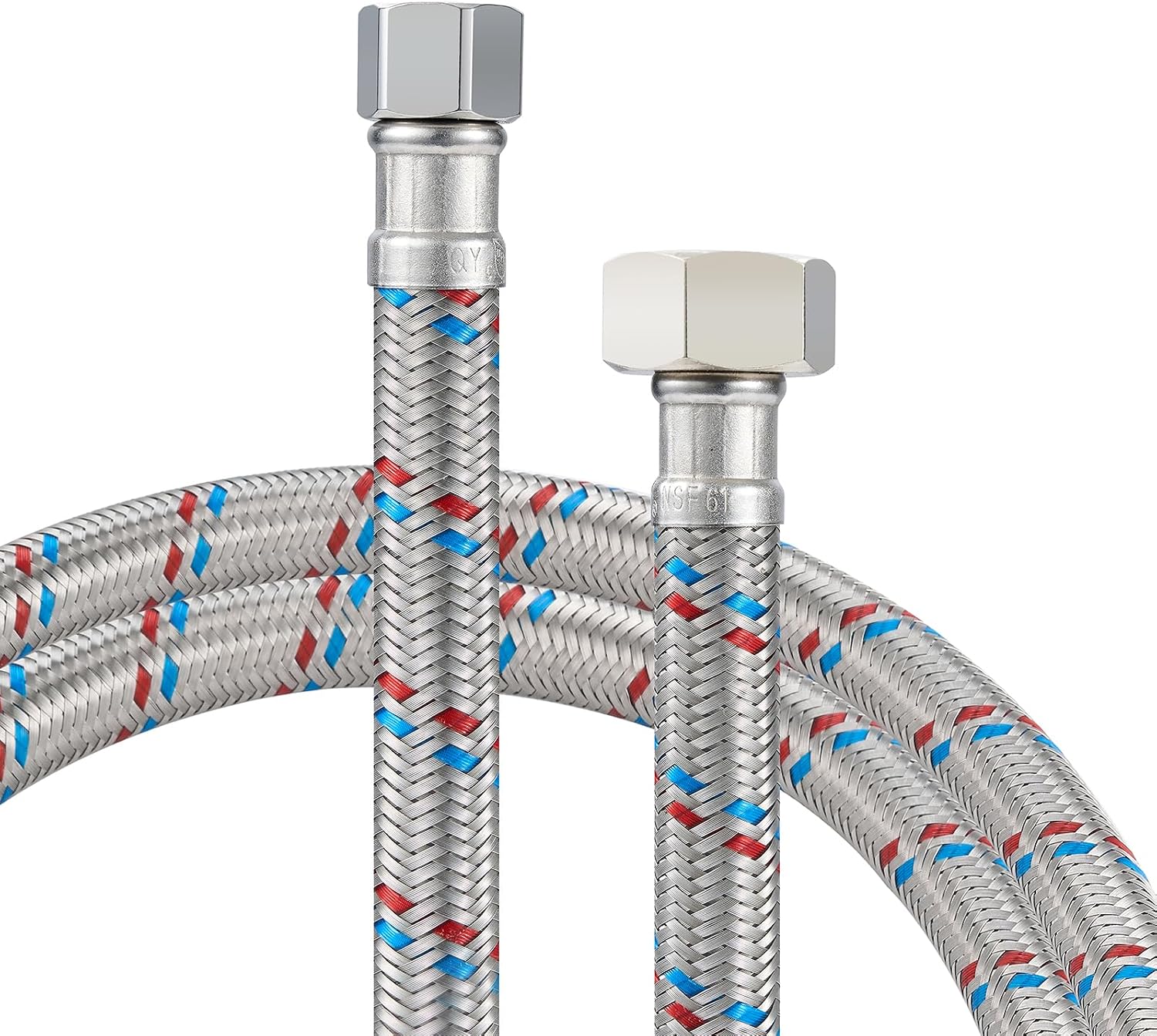 AULLEND Faucet Supply Lines,3/8" Comp x 1/2" FIP Braided Stainless