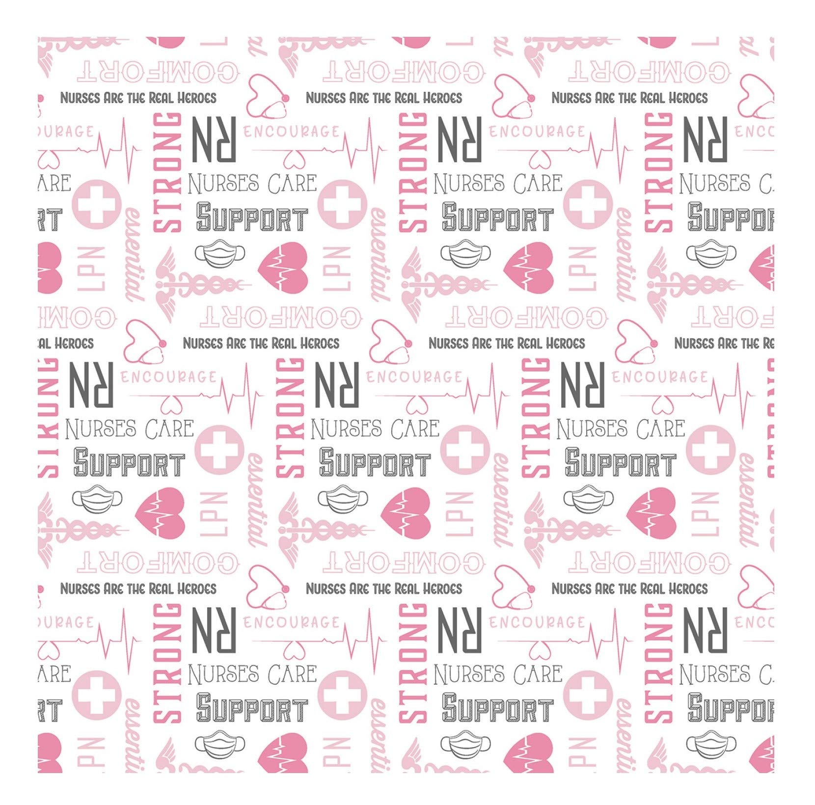 Nurses - Nobody Fights Alone - White; Fabric by The Yard