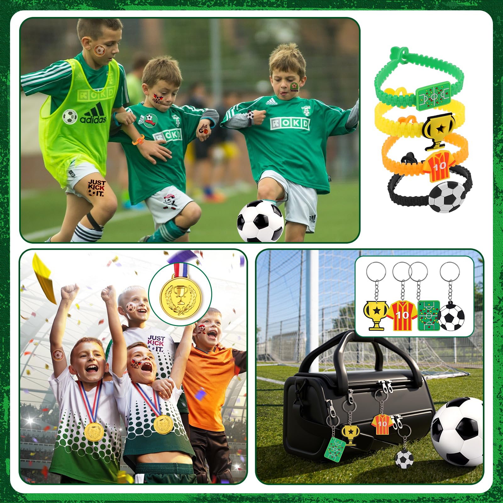 Kit De Fiesta Temática Fútbol - 113 Piezas, Incluye Balón, Medallas, Pulseras, Pegatinas Y Más, Para Cumpleaños Infantiles