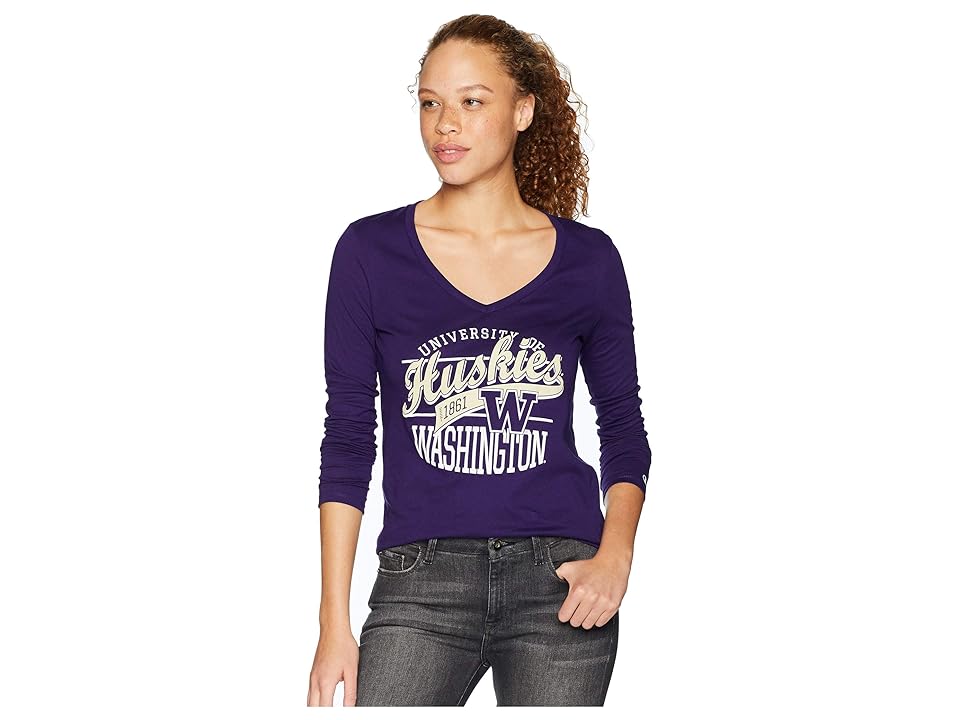 

Champion College Washington Huskies Long Sleeve V-Neck Tee (Champion Purple) Girl's T Shirt