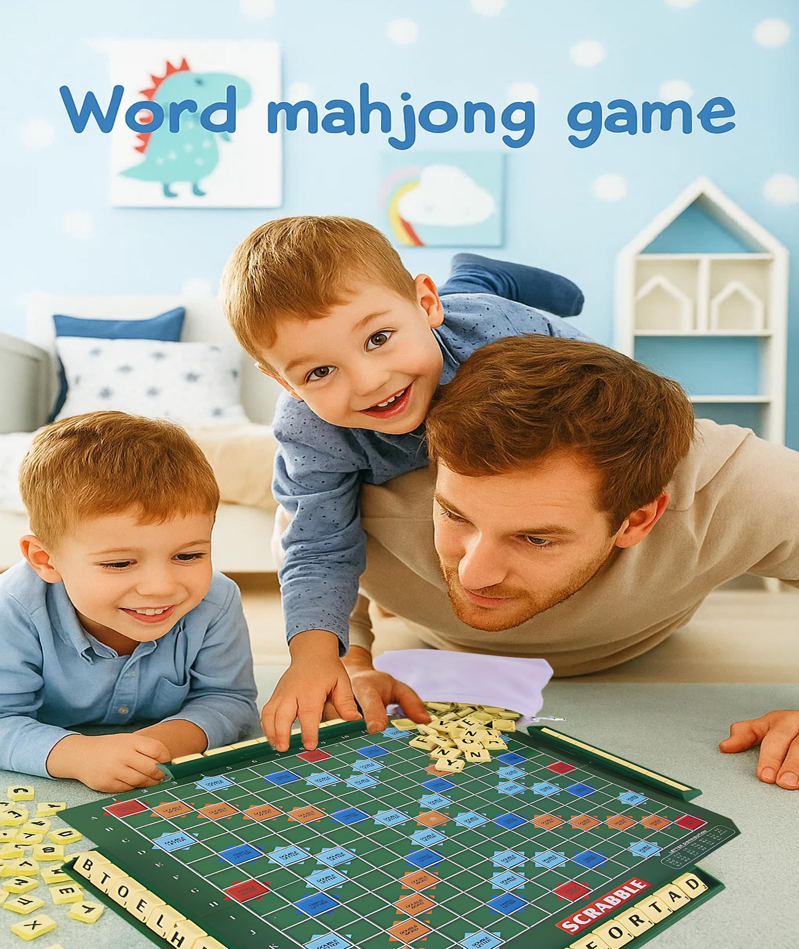 VayuSrot Scrabble Game Set, Word Building Board Game for Adults