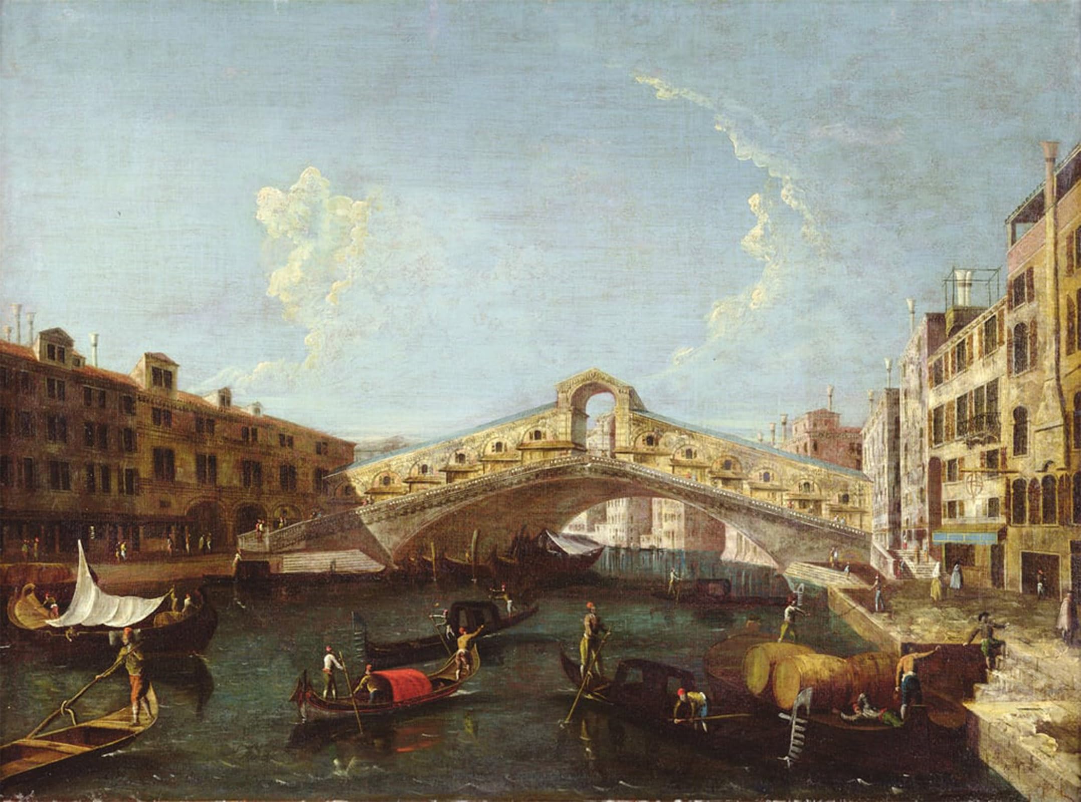 SERENDIPITP Vintage Wall Art Canvas Nordic Poster Canvas Print Picture The Rialto in Venice by Antonio Canal Wall Art Poster for Home Decor 60x90cm