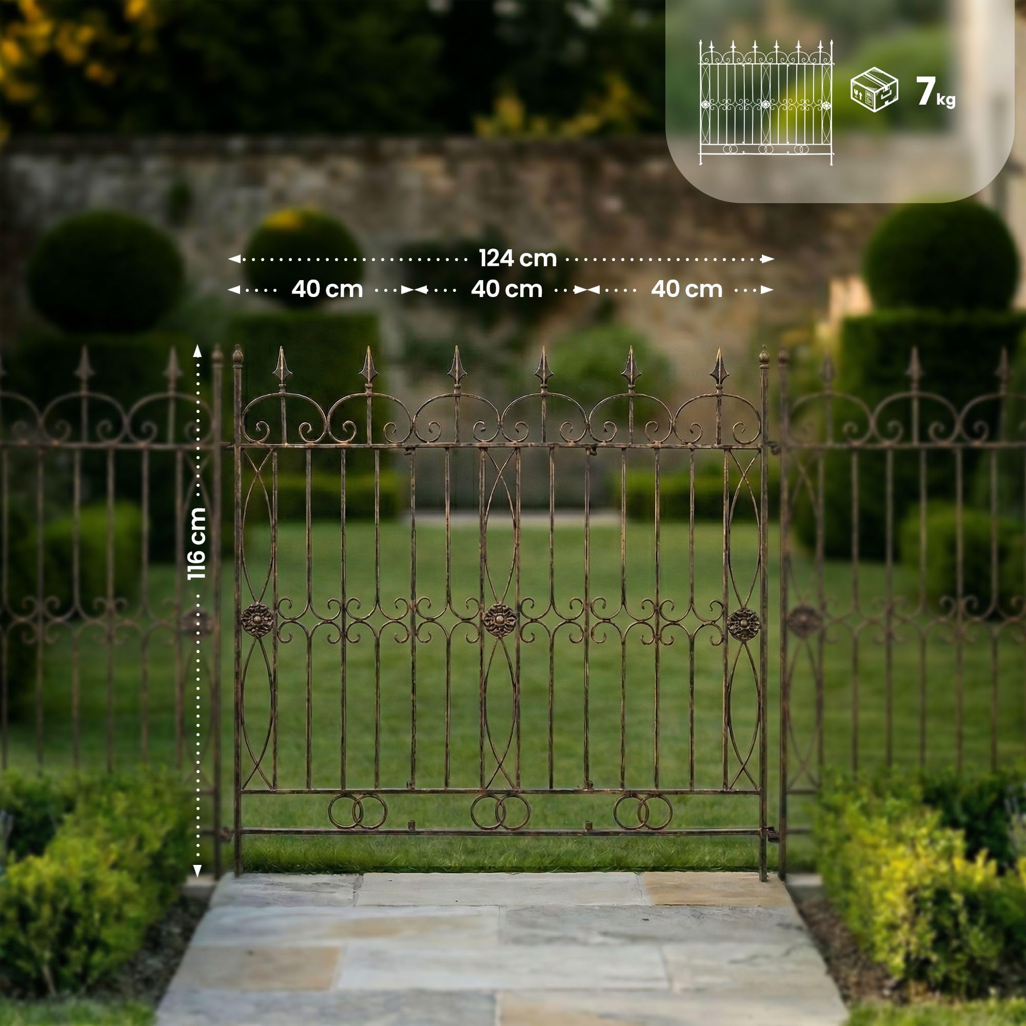 CLP Set da 4 recinzioni da Giardino in Ferro modulari Mangold Senza Cemento Stile Rustico Ideale per Giardino e terrazza Colore Bronzo