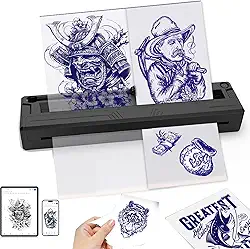 Impressora de estêncil de tatuagem 2025 – Máquina térmica de transferência de tatuagem Bluetooth sem fio, inclui 10 peças de papel de transferência, impressora de tatuagem portátil para iniciantes e