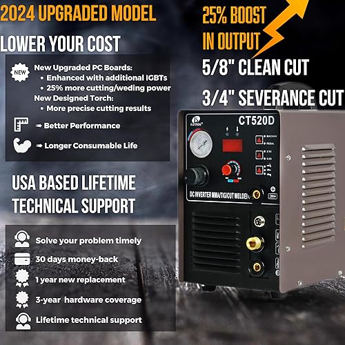 Miniatura 2 de Lotos LTPDC2000D Cortadora de plasma, combo de soldadora TIG 3 en 1, máquina soldadora, cortadora de plasma de arco piloto no táctil de 50Amp,