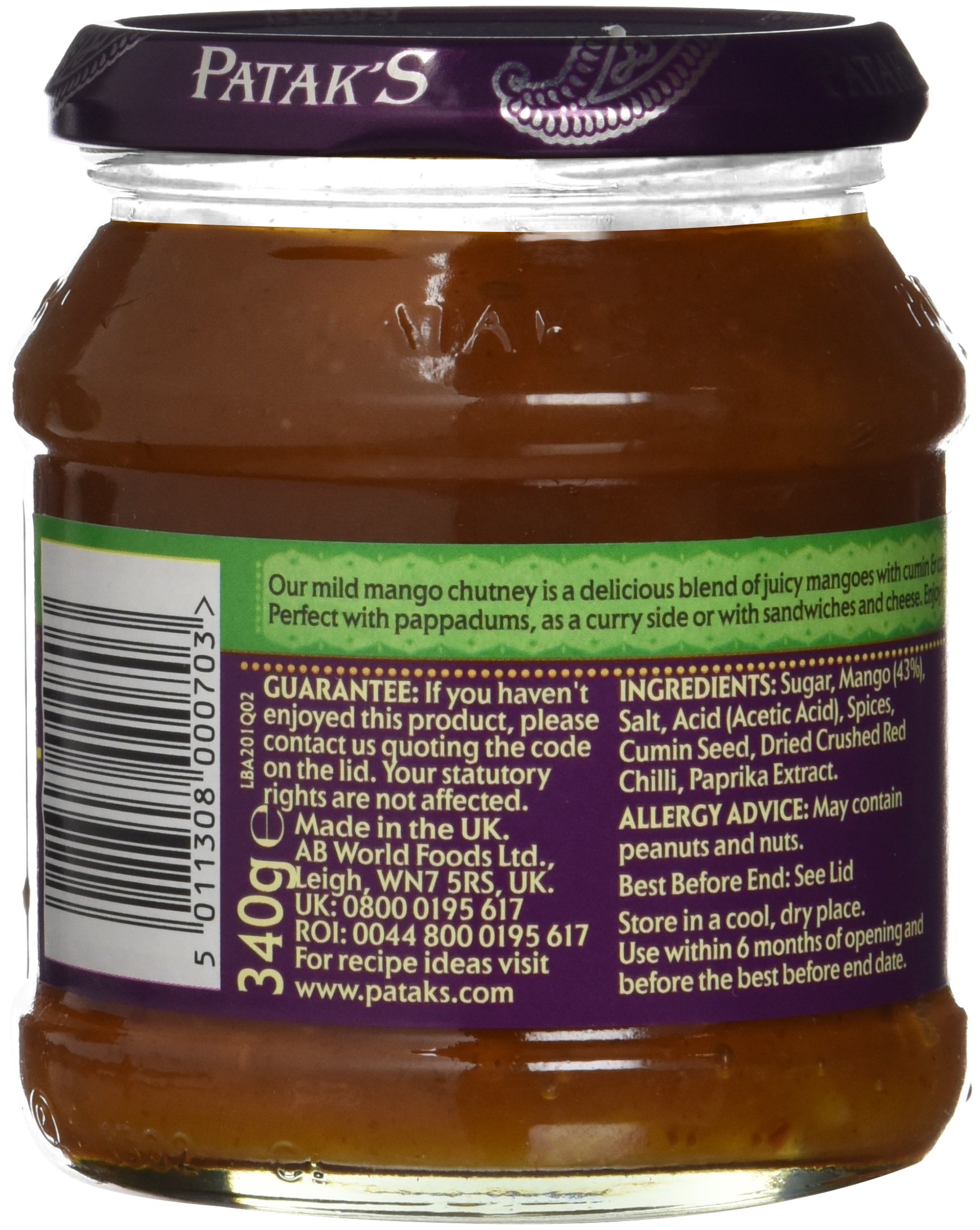 Patak's Mango Chutney Mild Salsa 340 gr