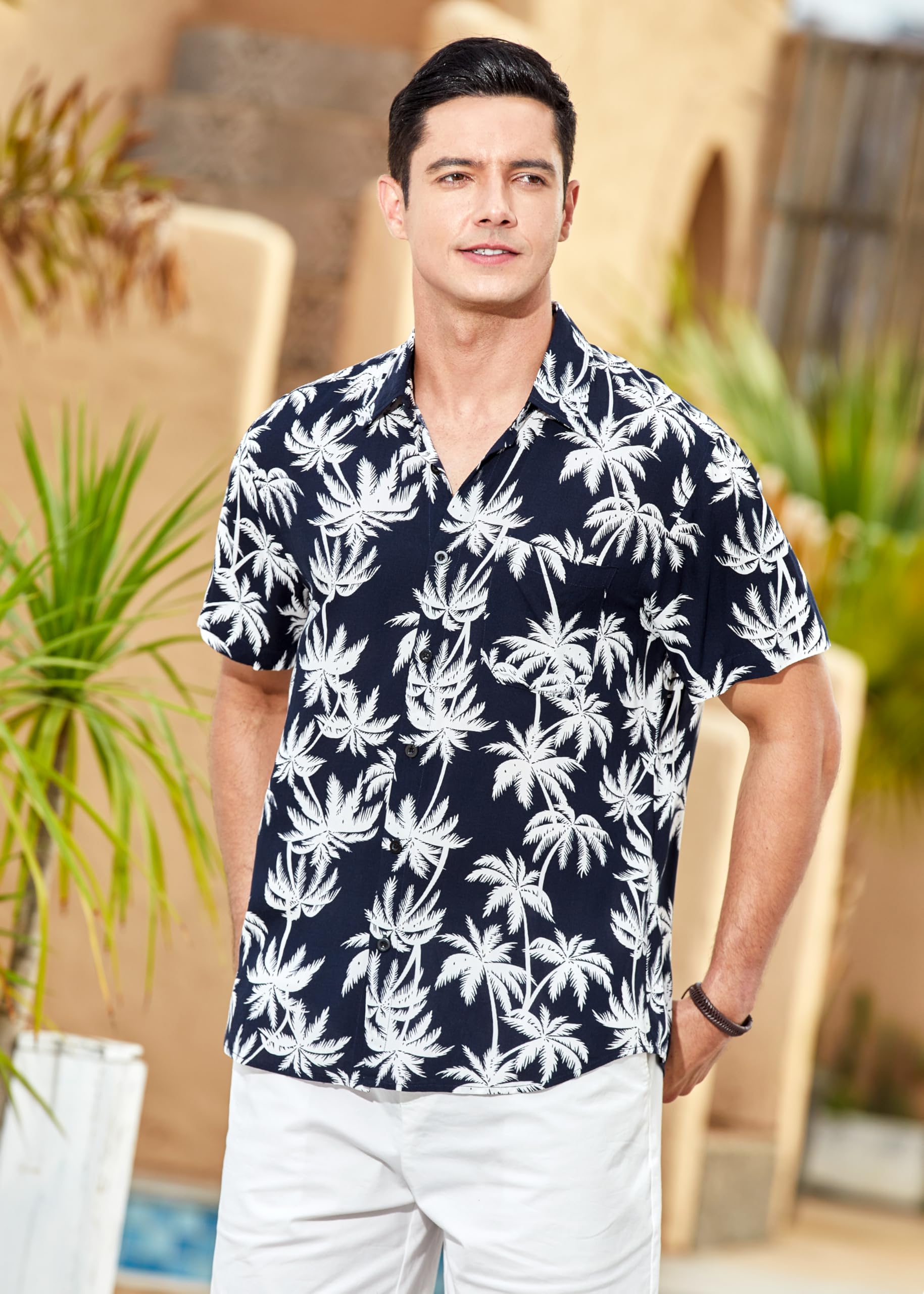 Enlision Camicia Hawaiana Uomo Manica Corta Estiva Floreale Casual Camicie Stampa Hawaiane Spiaggia Vacanza con Tasca S-4XL