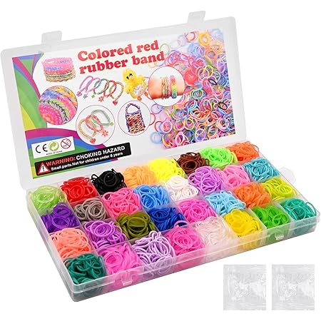 Daover 4500+pcs, 54 Grilles Bricolage Élastique Loom Bands Kit, Cadeau