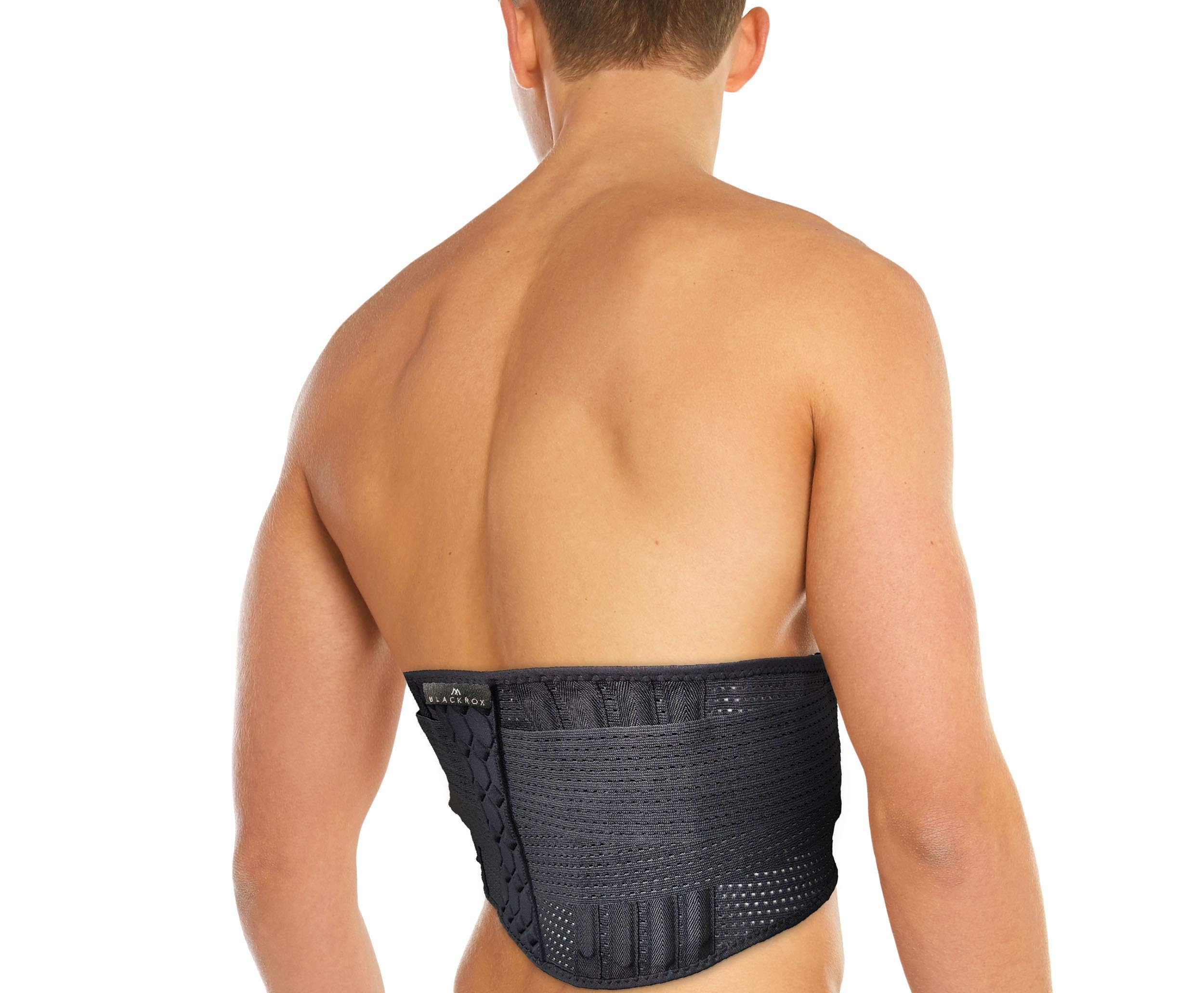 BLACKROX LUMBAROX - Fascia lombare per la schiena per uomini e donne, ideale per stabilizzare e sostenere la schiena dritta, taglia M, nero