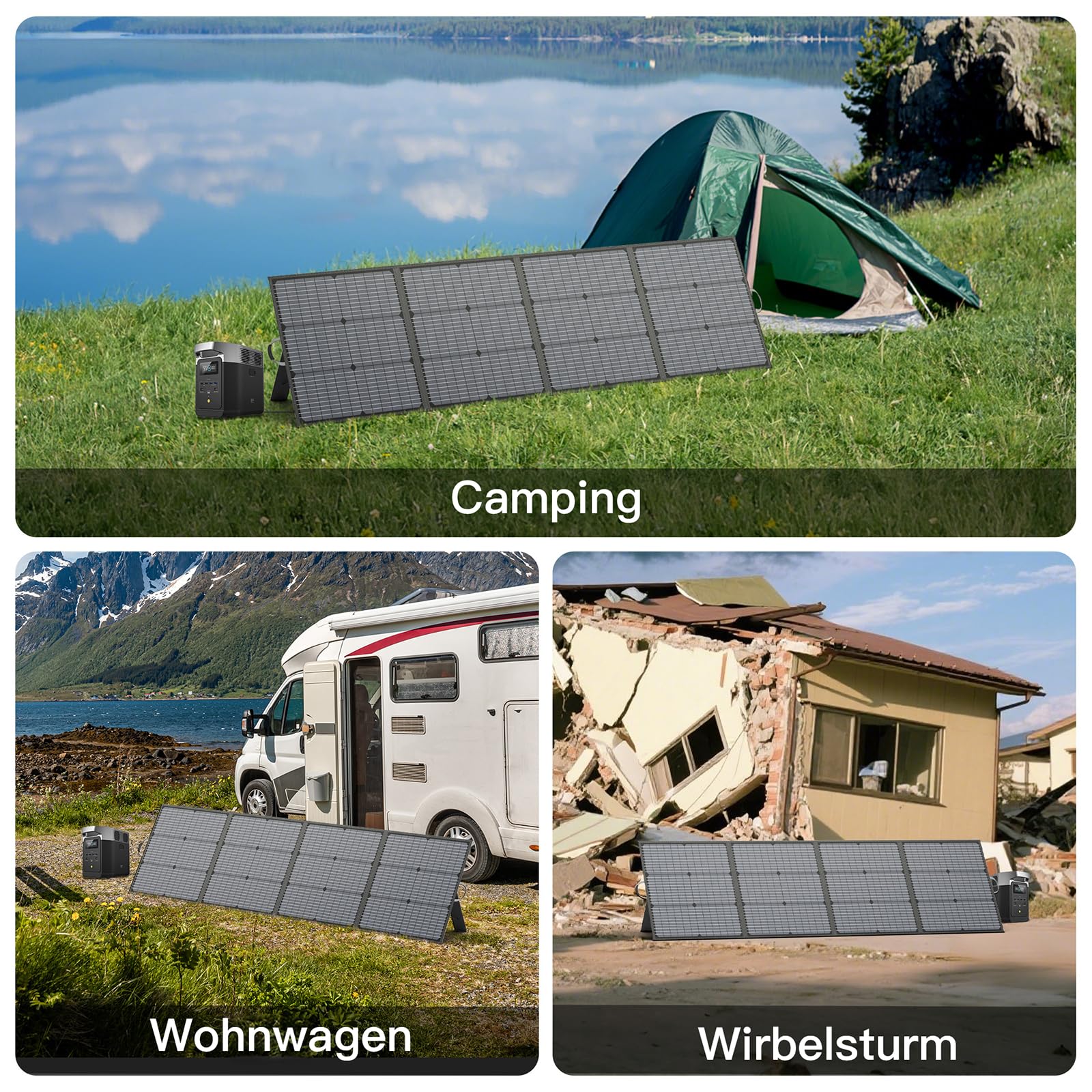 Przenośny panel słoneczny 220 W, 20 V, monokrystaliczny, składany panel słoneczny, Power Backup, wodoszczelność IP67, wytrzymała ładowarka solarna, zestaw do stacji zasilania, kampera, na