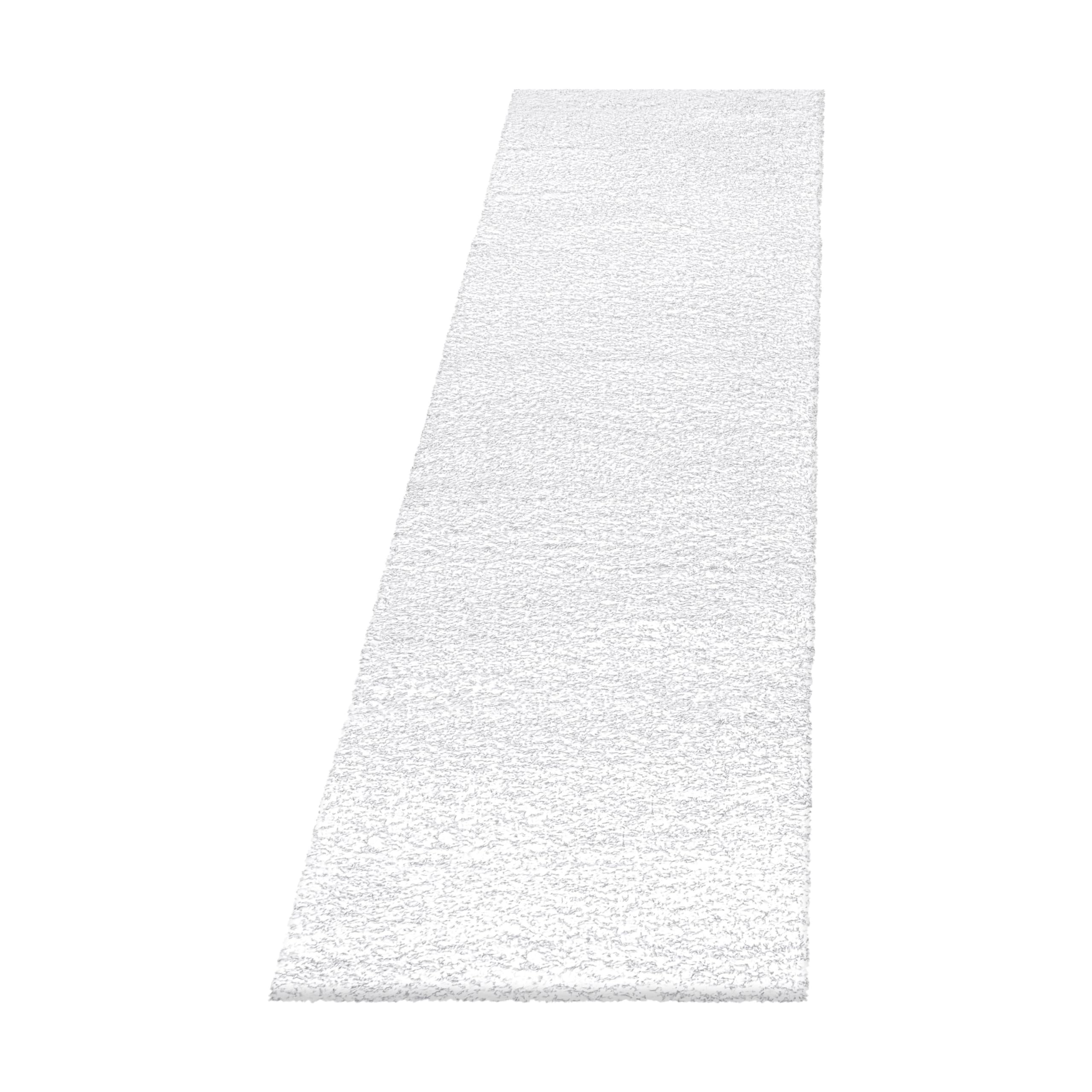 SIMPEX Tapis Shaggy Blanc 80x150 cm à Poils Hauts Moelleux, Lavable et homogène, Style élégant avec Dos en Jute Naturelle adapté au Chauffage au Sol