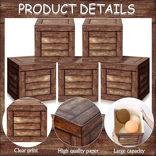 Miniatura 4 de 12 cajas de decoración de fiesta de vaquero occidental, cajas de madera de grano de madera, cajas de madera falsa para centros de mesa, accesorios