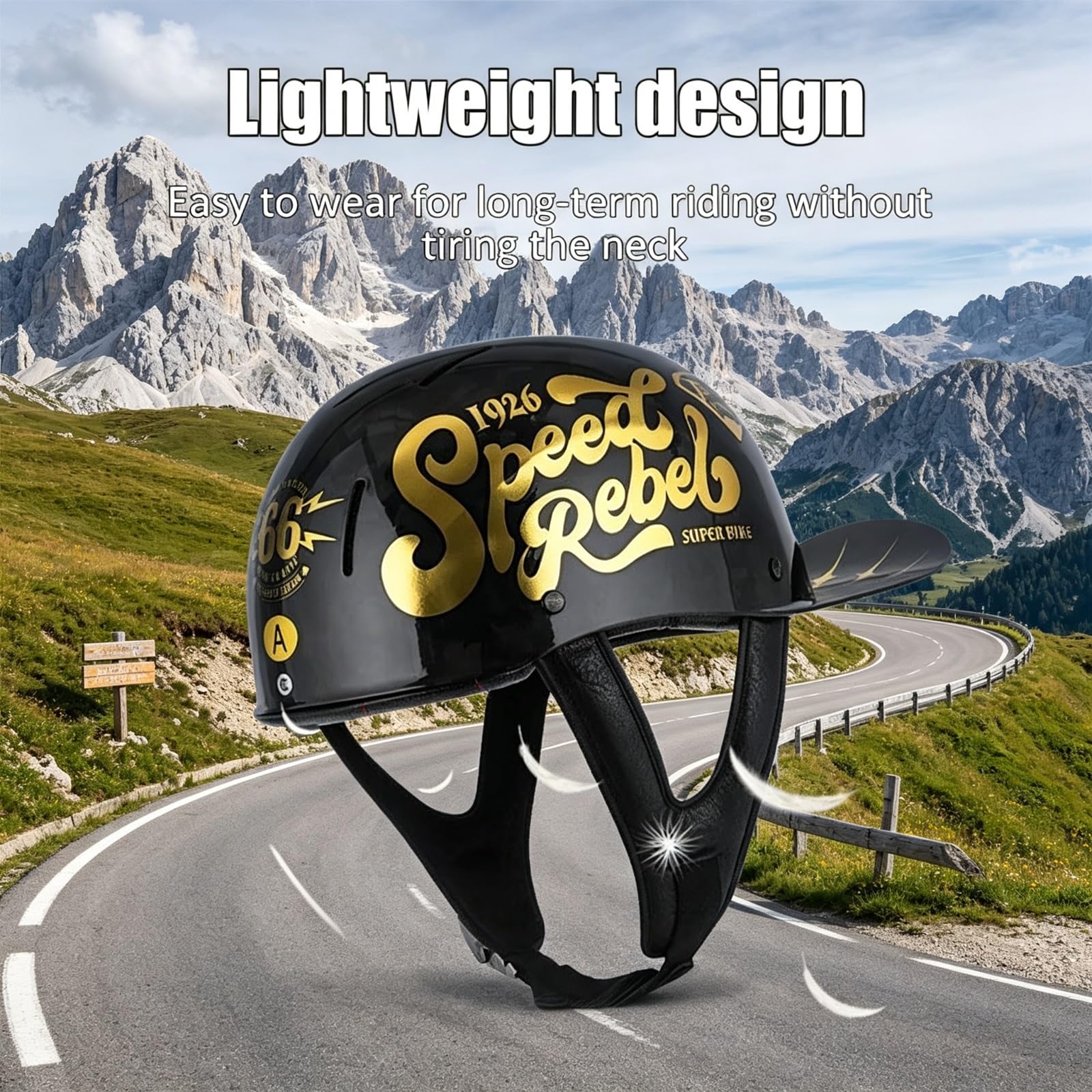 Rebel Kask Motocyklowy Otwarty Certyfikat ECE 22.06 Skorupa ABS Szybkie Zapięcie Kask Otwarty Skuter Elektryczny Mężczyźni Kobiety Lekki Biały Graffiti Retro