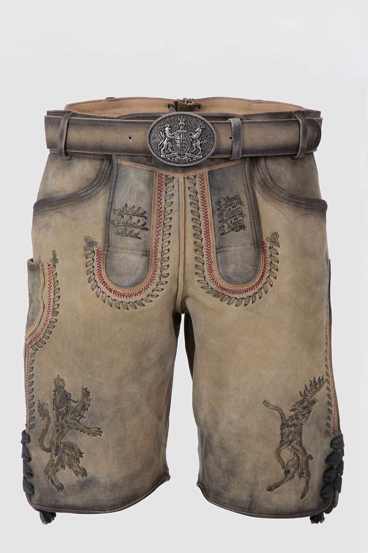 Krüger Herren Trachten Lederhose kurz, Modell: Furchtlos und Treu 3, Knielang, Tracht, Volksfest