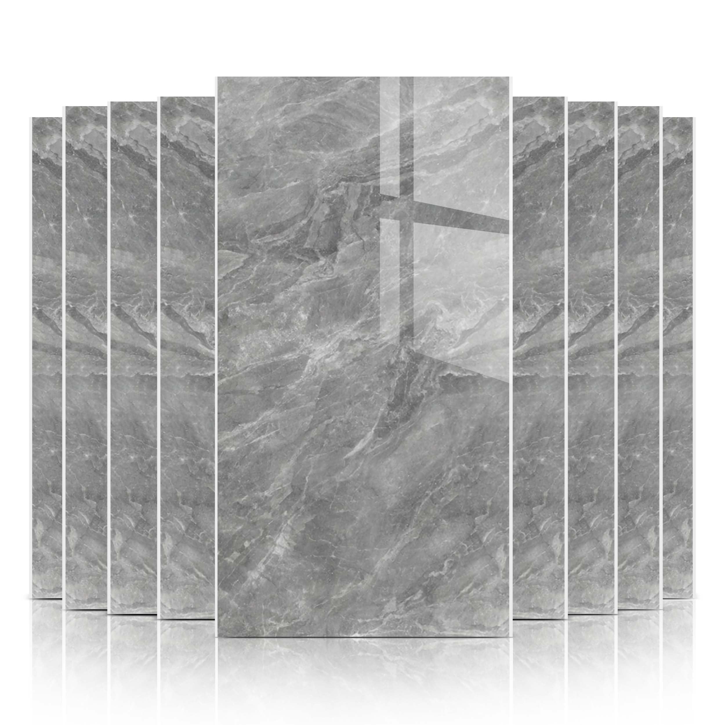 Daisy Dreams Pack of 50 Grey Marble Tile Stickers 60x30cm Thicken Wall Tiles Self Adhesive,Peel and Stick Waterproof Vinyl Marble Tiles for Living Room (50, Grey)
