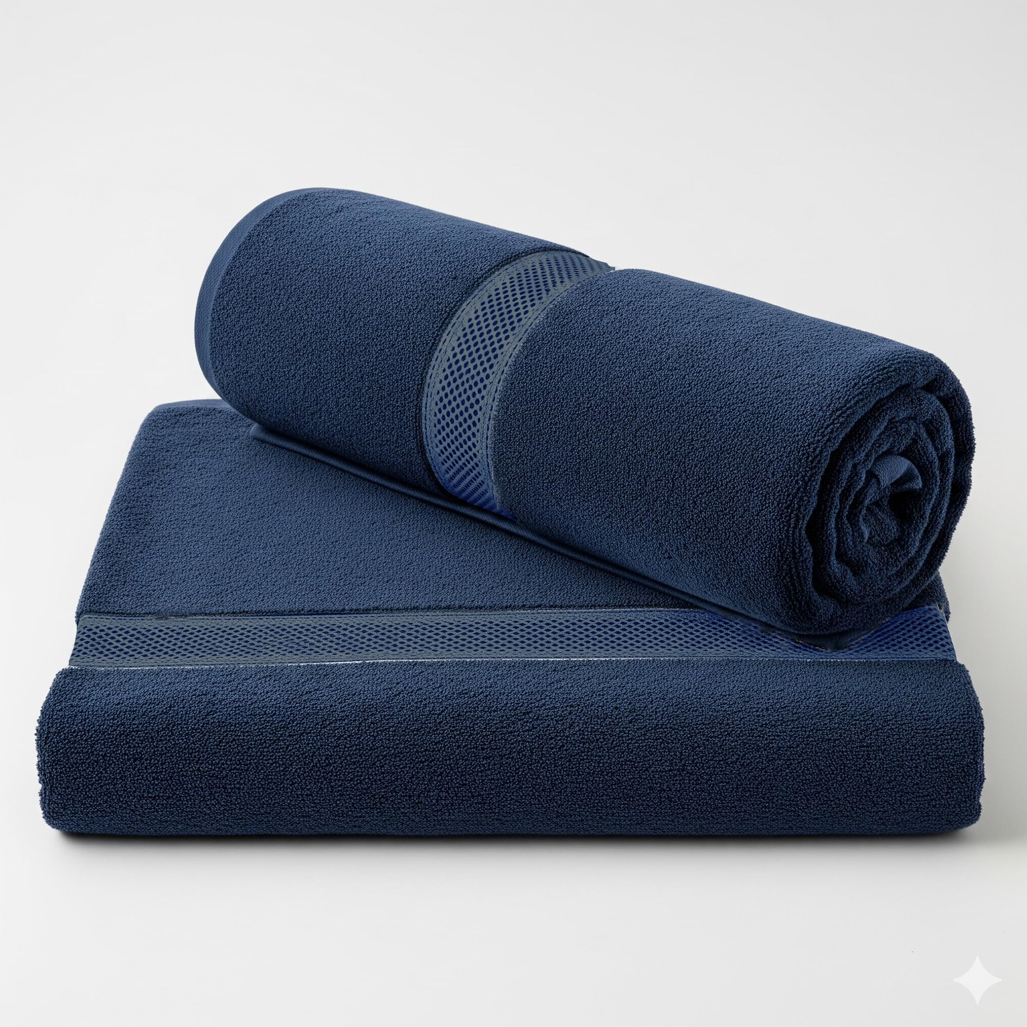 HOUSEGADS Large Bath Towels 100% Ring Spun Egyptian Cotton 600 GSM Quick Dry, Highly Absorbent, Soft Feel Towels, Bathroom Linen for Home, Hotel, Spa & Daily Use (70X140 CM) (2, Navy)