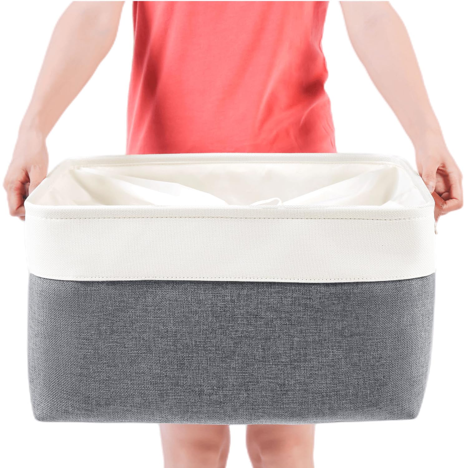MANGATA XLarge Fabric Storage Boxes, Collapsible Clothing Storage Basket for Closet Cupboards Shelves(XL, Cold Grey)
