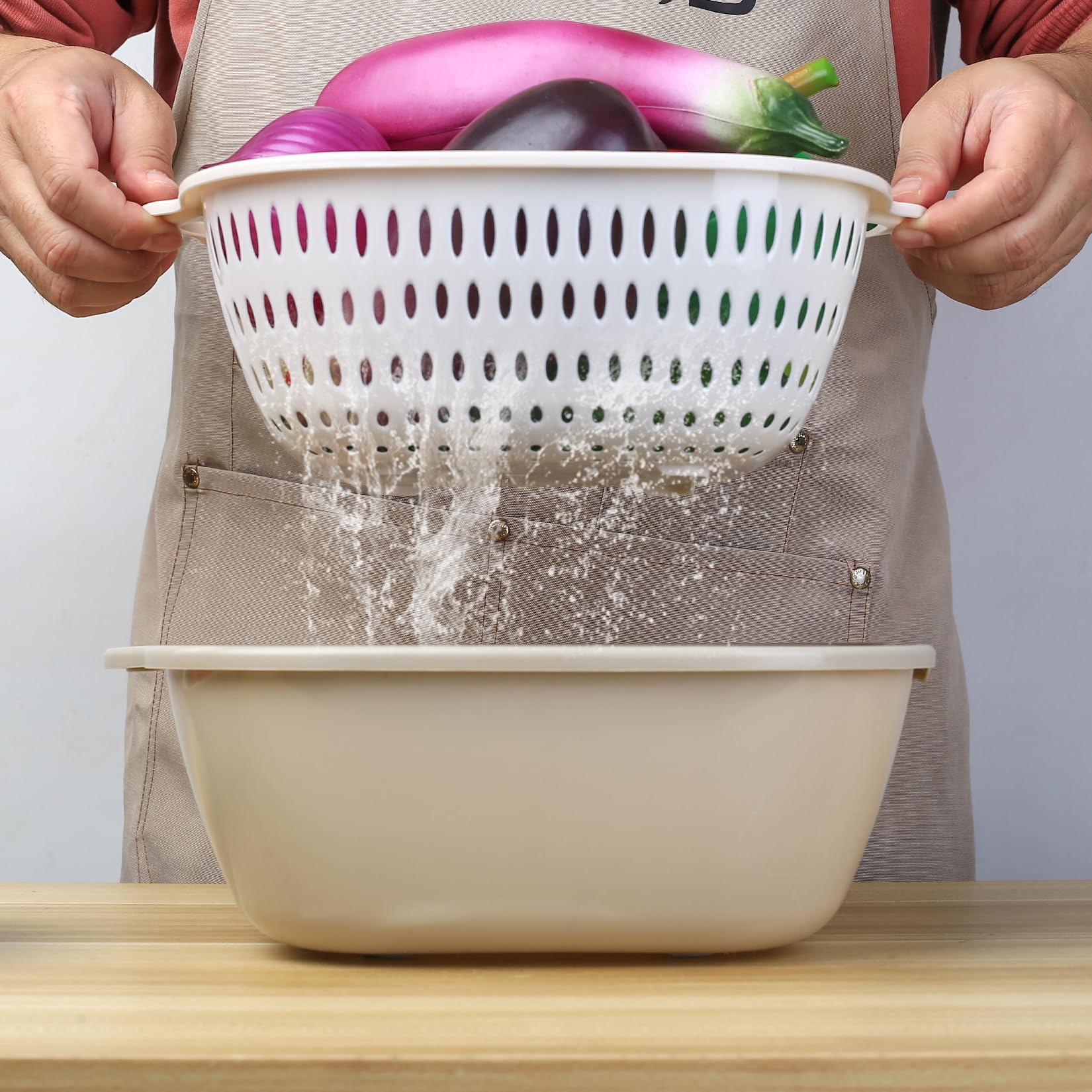 Lwuey Reiswäscher Sieb - Küchensieb Mit Messmarkierungen Für Reis & Getreide