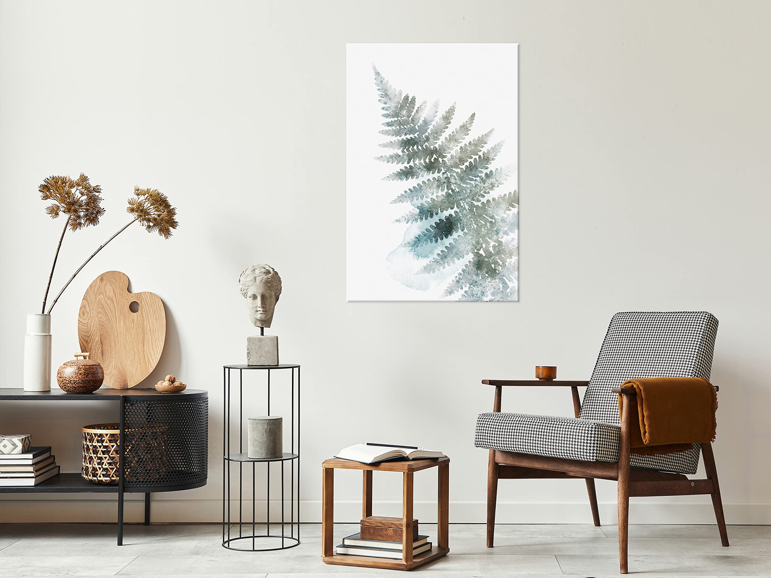 artgeist Acoustic Canvas Wall Art Print Nature 24x35 in - 1pcs Picture with Acoustic Foam Soand Print Artwork Room Acoustics Soundproofing Plants Fern Leaves Like Painted b-A-10213-b-a