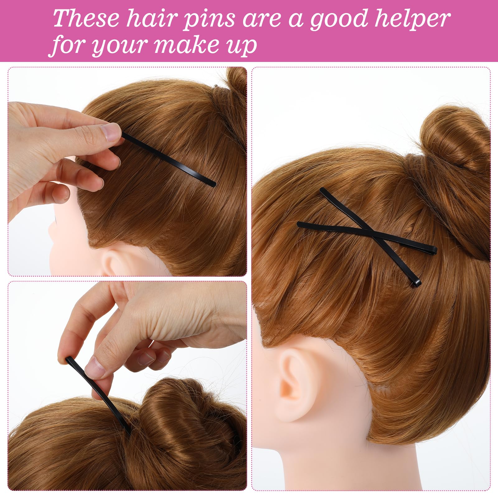Tyqour 30pcs Black Jumbo Bobby Pins 3.35 Inch Long Bobby Pins for Thick Updo Metal Hair Pins Clips Hairpins Hair Accessories for Women - Image 3