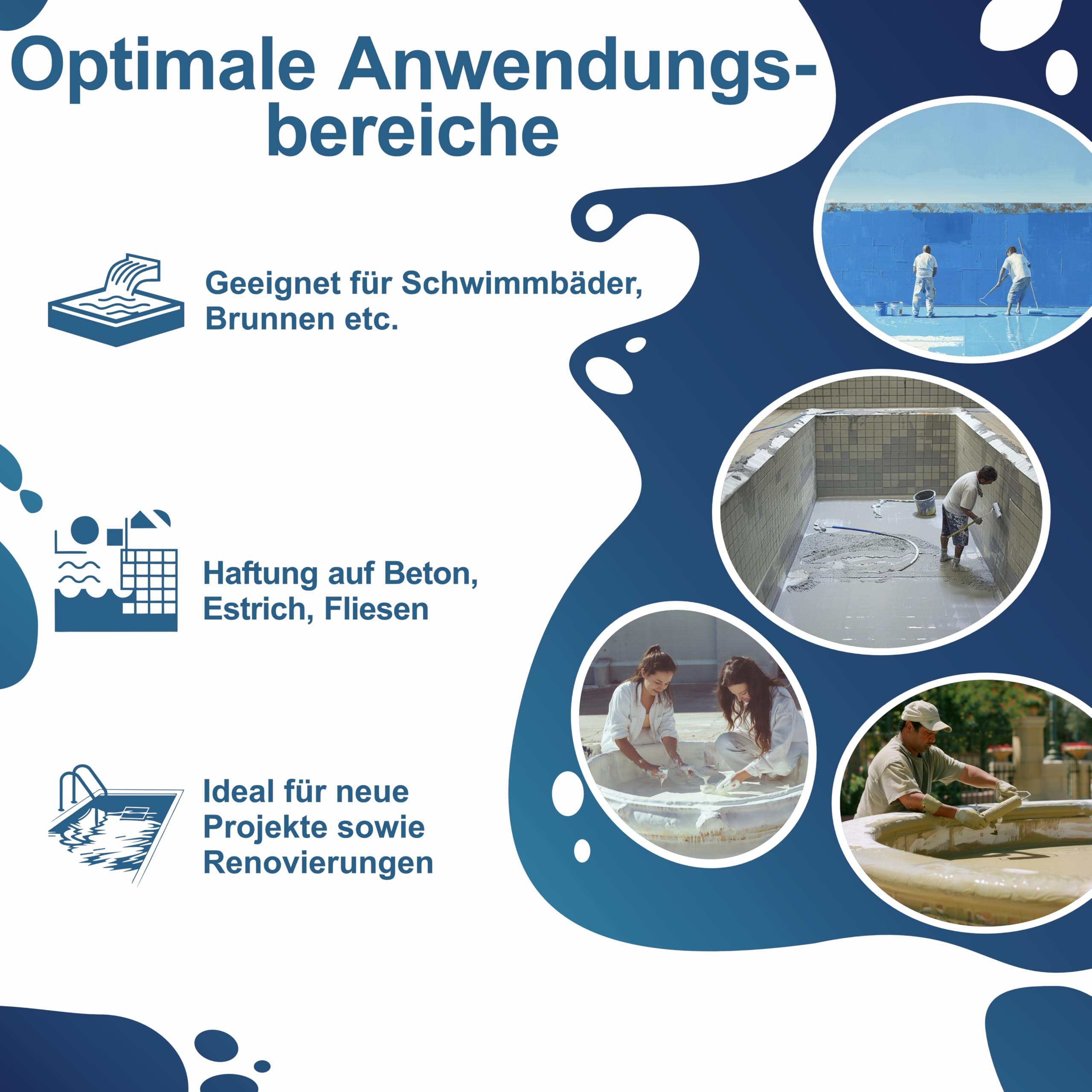 2K Schwimmbadfarbe Schwimmbeckenfarbe MATT Poolfarbe I für Schwimmbad, Pool, Becken, Brunnen I 2,5KG Lichtblau ähnl. RAL5012