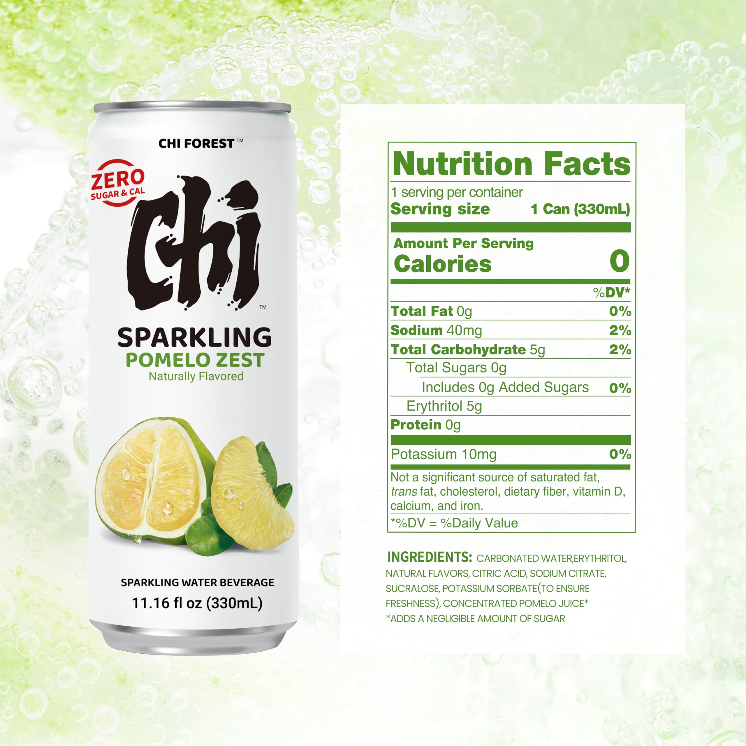 Amazon.com: CHI FOREST Pomelo Sparkling Water Beverage, Zero Sugar
