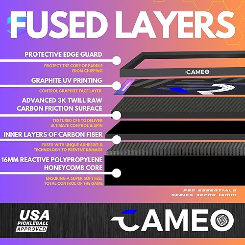 Miniatura 5 de Paletas de pickleball Paleta de pickleball de fibra de carbono de grafito 3K Paleta de pickleball de 0.630 in Paletas de pickleball Control y
