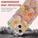 QLTYPRI Cas pour iPhone 14, Laser Colorful Rétro peinture à l'huile motif de fleur Cute Curly Wave Frame Exquise étui de téléphone pour les filles femmes, Shockproof TPU Couverture téléphonique de protection pour iPhone 14 - rose
