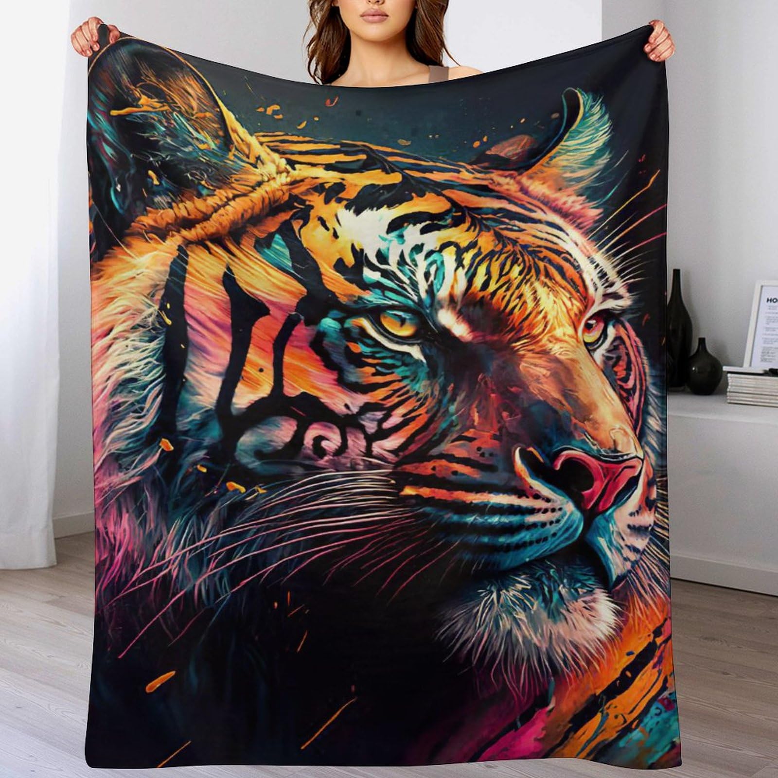 Couverture polaire flannel thermique tigre améliorant le sommeil