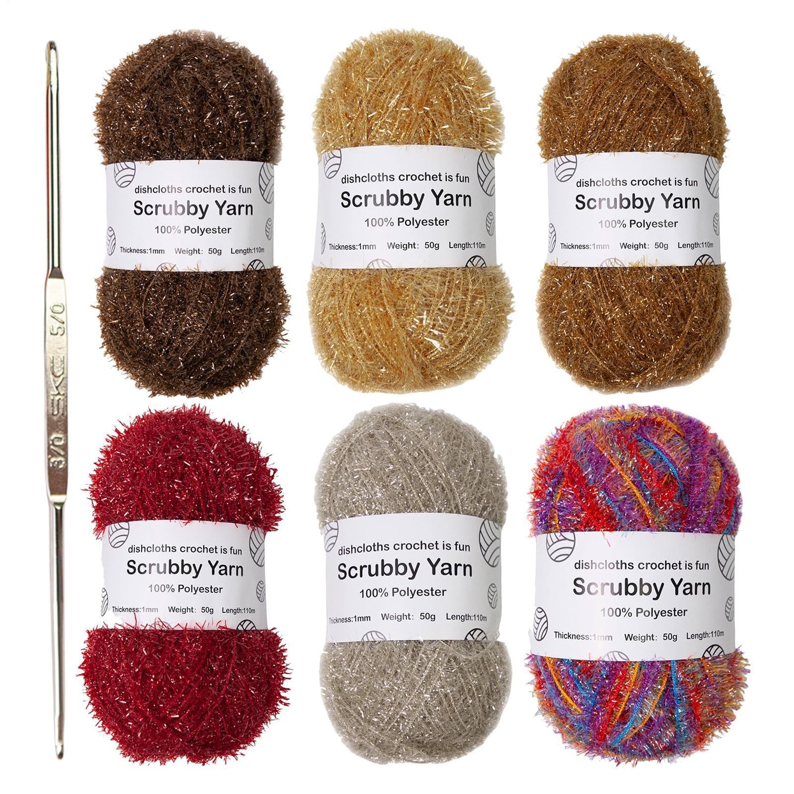 Häkelgarn – verschiedene Farben, Garn-Sortiment, Häkelgarne, strukturiertes Glanzgarn, für Badetücher, Geschirrtücher, Waschlappen, Häkeln, Stricken, Bastelgarne, Zubehör-Set