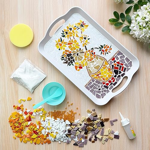 Miniatura 9 de ZWCT Azulejo de mosaico de vidrio fundido térmico sin arena de cuarzo irregular de 7.05 oz de alta transparencia para manualidades, baño, cocina,