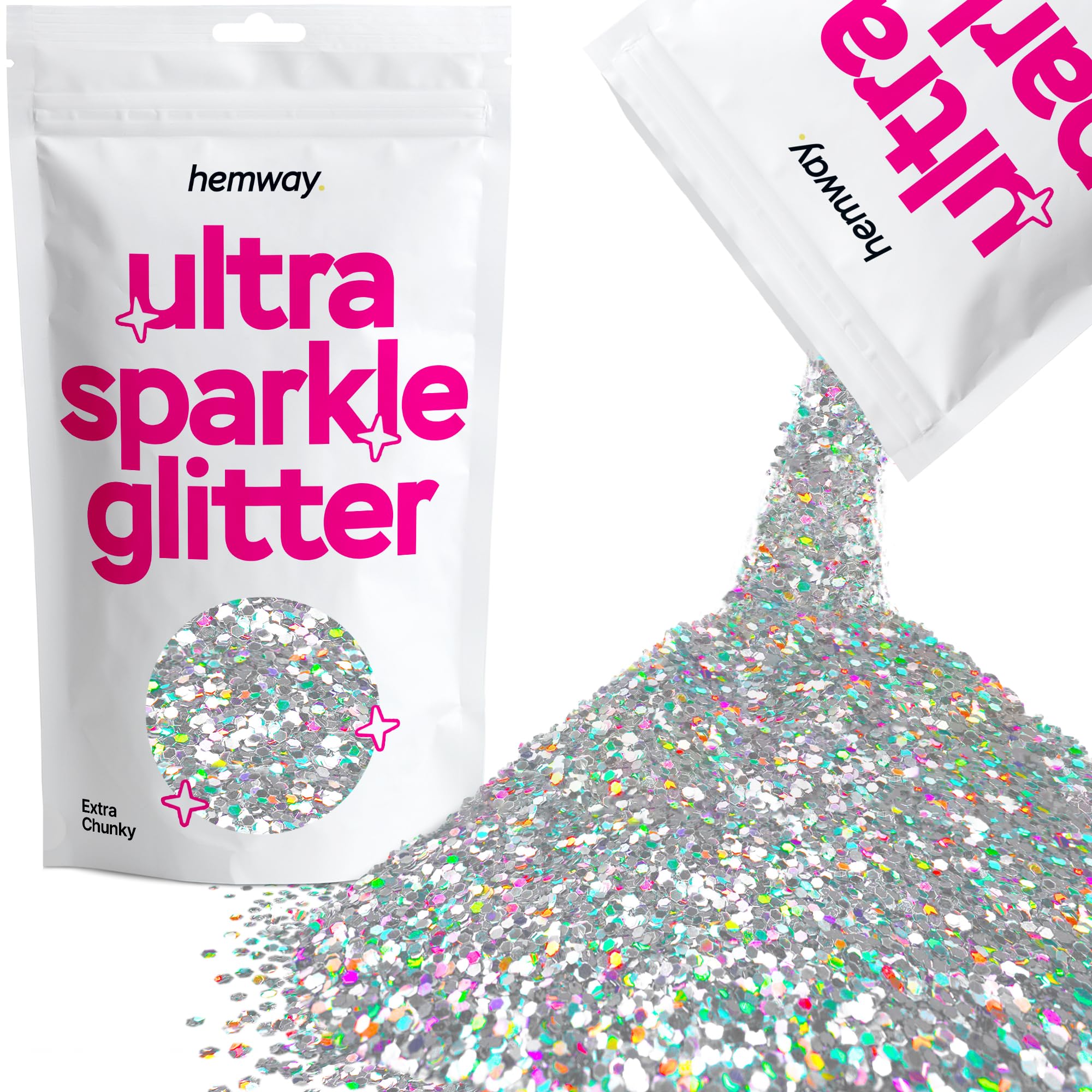 Hemway Ultra Sparkle Glitter Baby Pink Iridescent 100g Fine | Glitter for Arts & Craft, Makeup, Nail Art, Crafting, Card Making, Sparkle Decoration — view 82