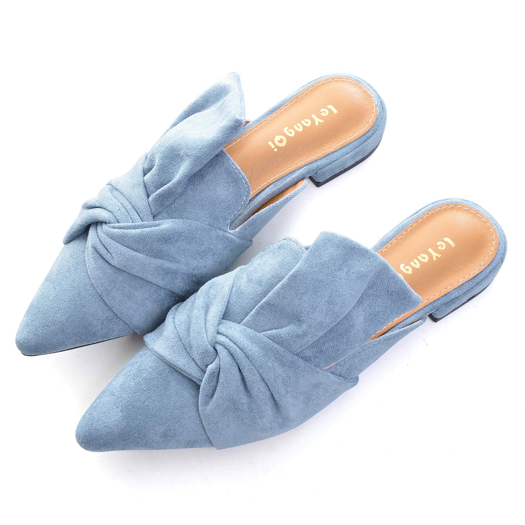 VFDB Women Mules Elegant Dressy Flats Closed Toe Microfiber Leather Shoes Adjustable Buckle Strap Mary Jane Casual Office Shoes