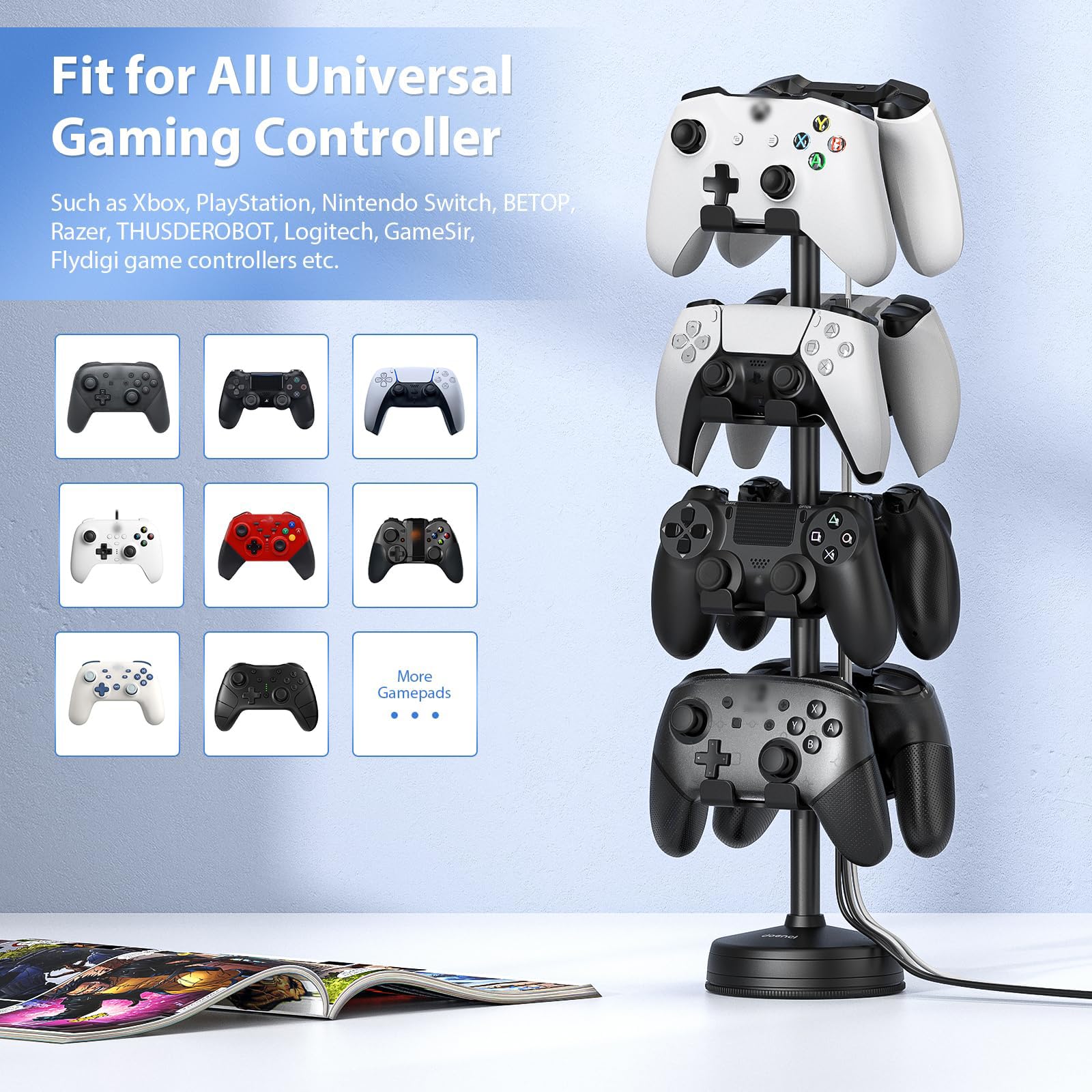 Porta Controller per PS5 PS4 XBOX Series S e X Nintendo Switch Joystick, Porta Joystick 4 Livelli, Supporto Controller Cuffie Gaming, Porta Joystick PS5 e XBOX Series X e S Console Originale