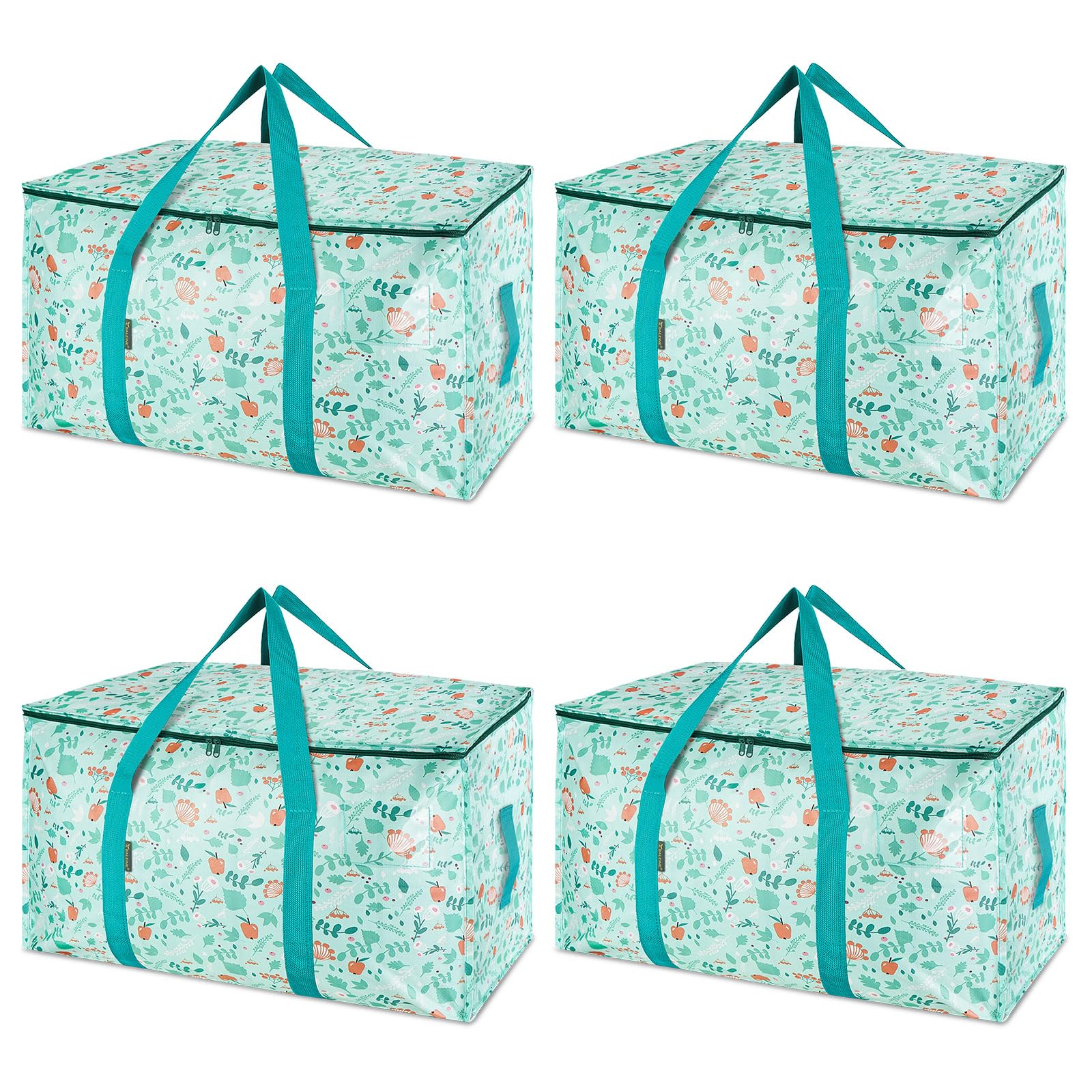 BALEINE 4-Pack Oversized Moving Bags with Reinforced Handles, Heavy-Duty Storage Tote for Clothes, Moving Supplies (Spring Stroll, 4-Pack)