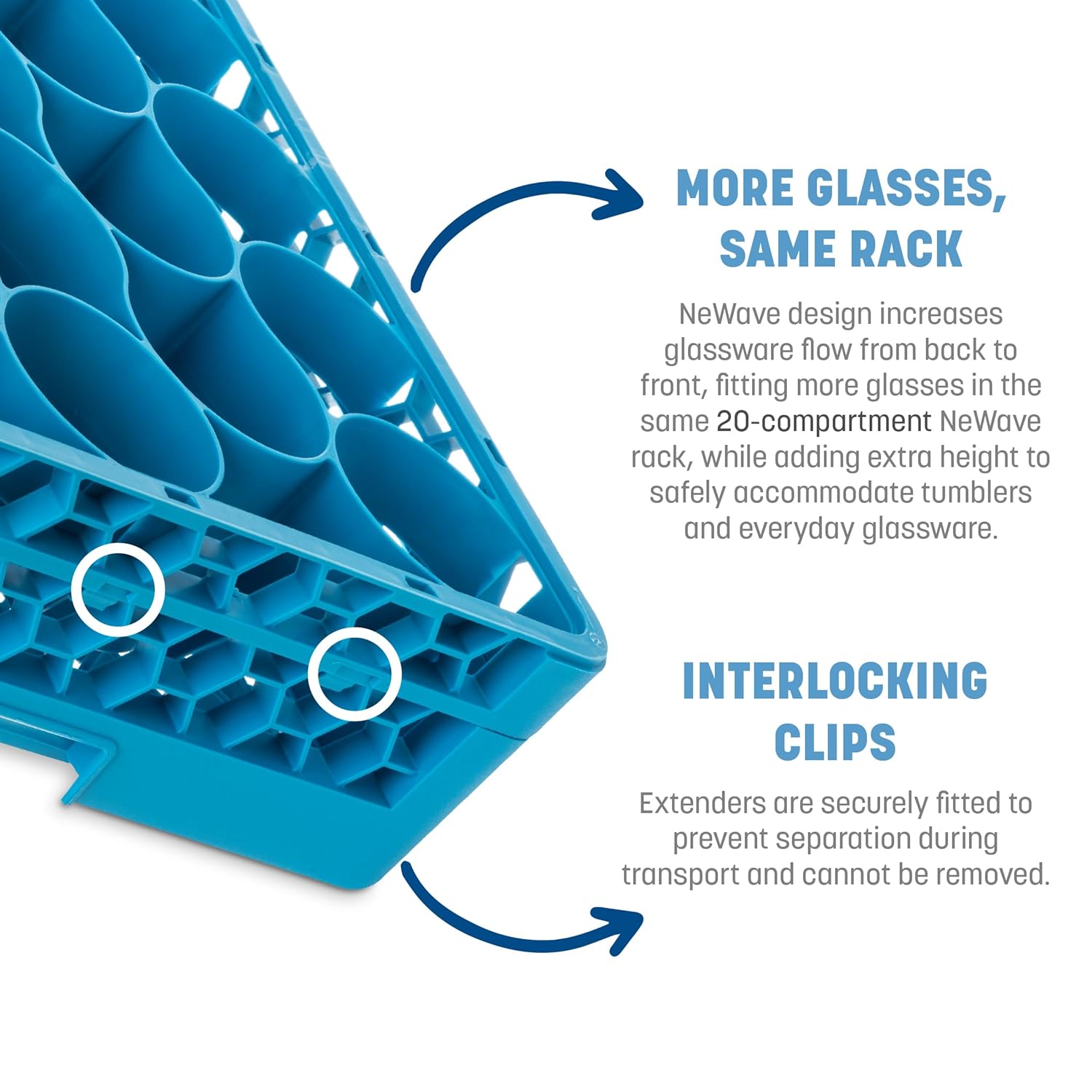 Carlisle FoodService Products RW2014 OptiClean NeWave 20 Compartment Glass Rack with 1 Extender, Blue (Pack of 4)