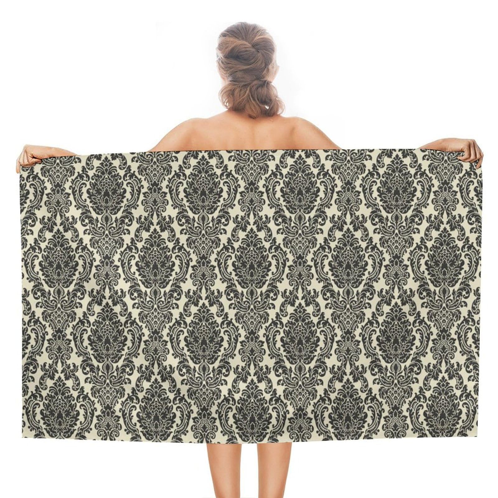 LEDFCVSU Beach Towel, Baroque Bath Towel, Absorbent Towel for Swimming, Sports, Travel