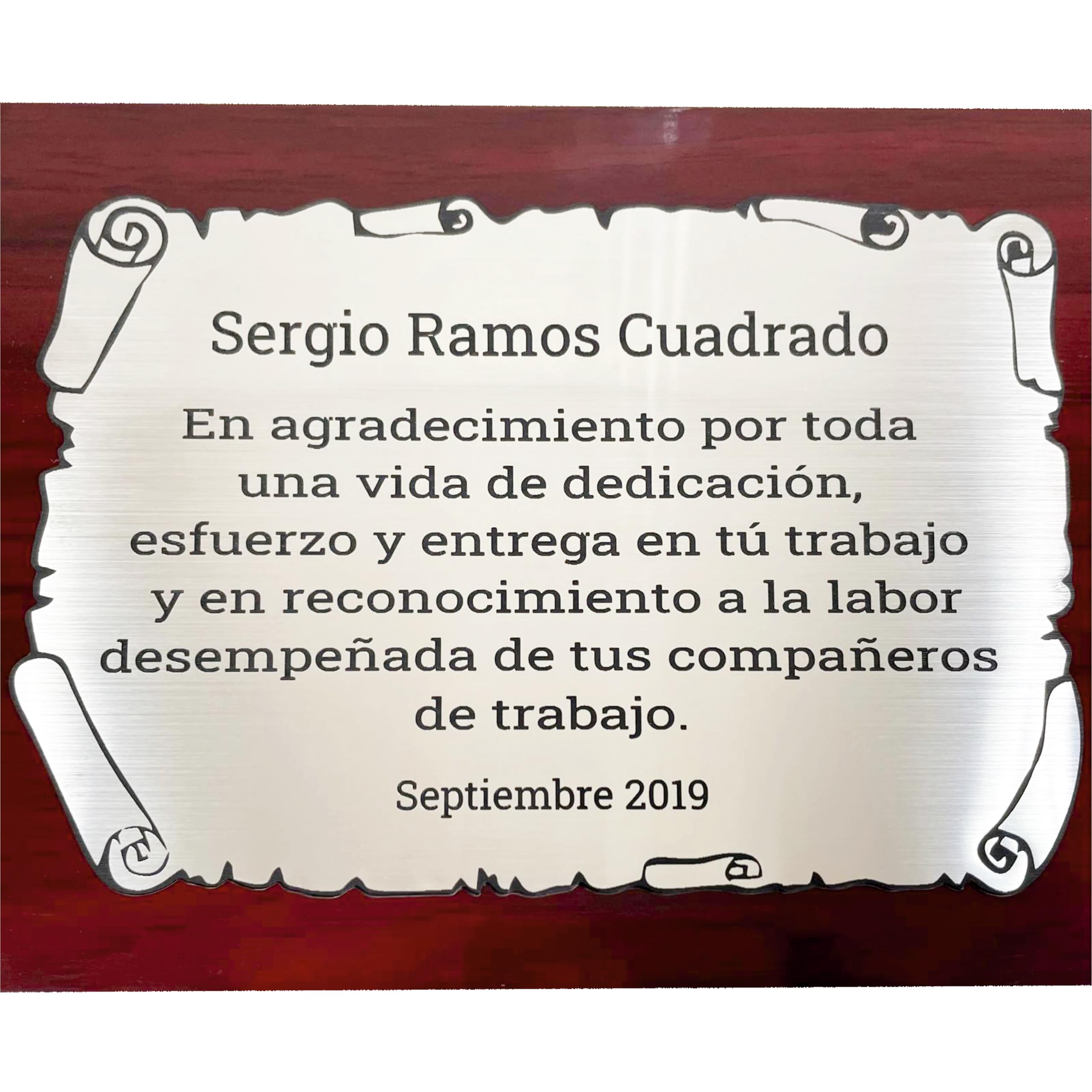 Placa conmemorativa personalizada grabada con láser (Mediana)