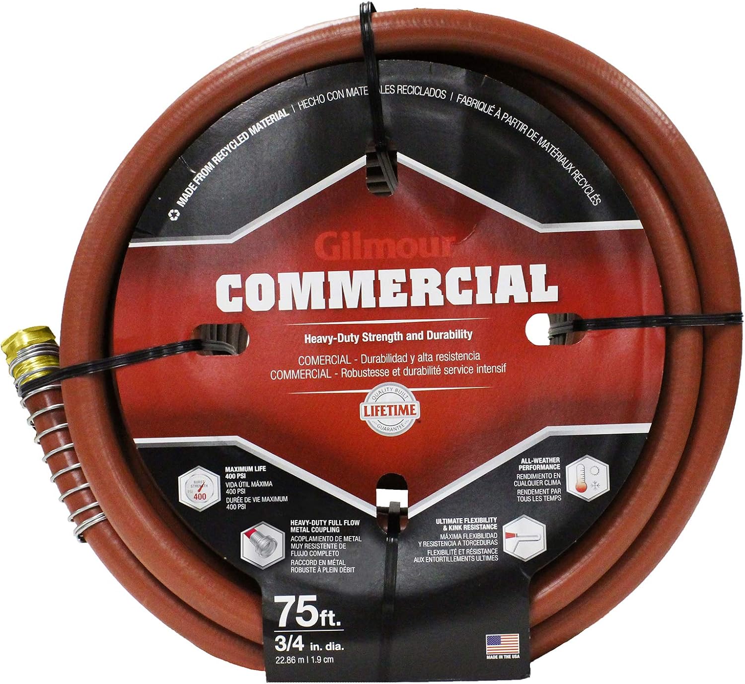 Gilmour 25034075 3/4" X 75' Commercial 6-Ply Rubber/Vinyl Hose