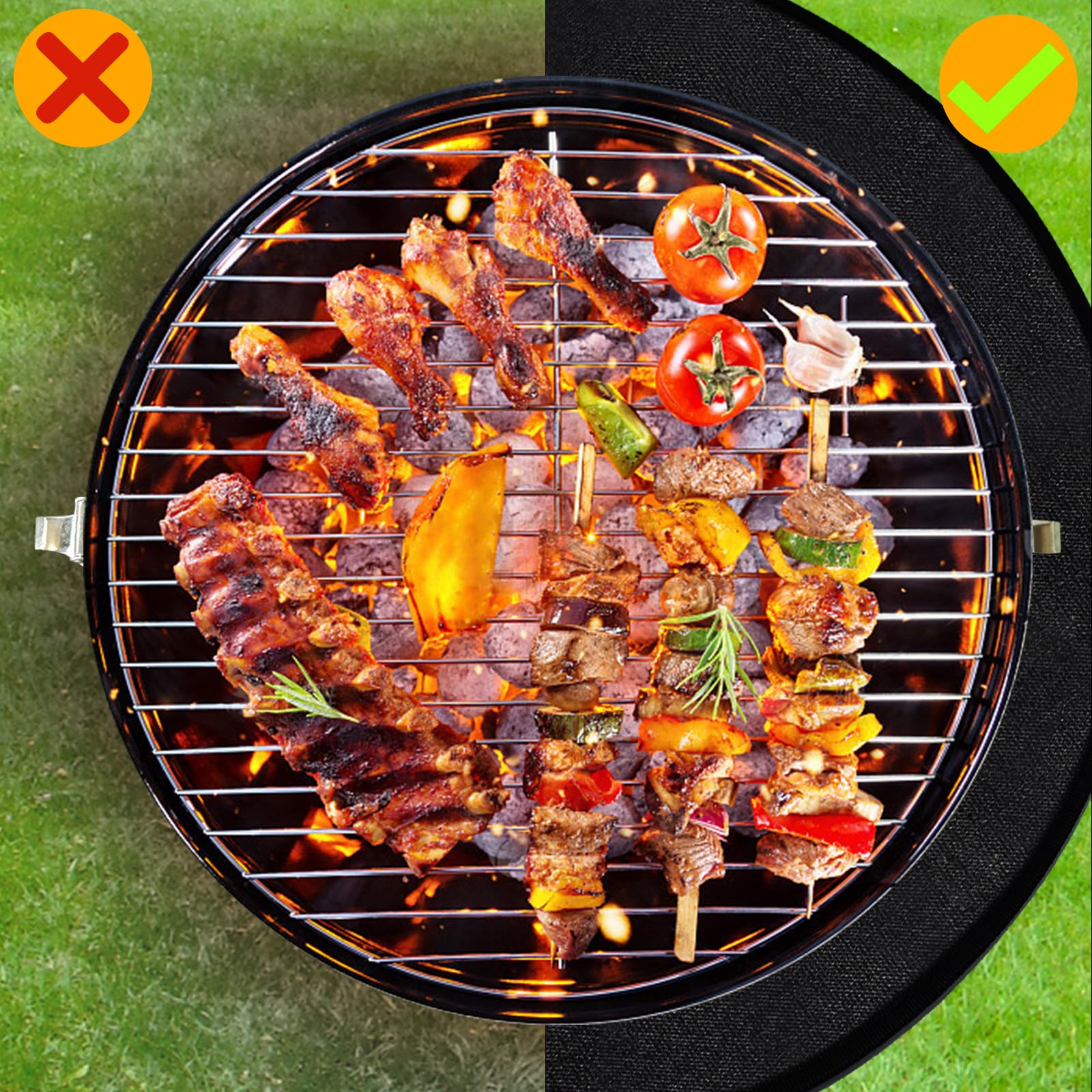 Alfombra Ignífuga, 36" Redonda Resistente al Fuego Base Ignífuga Impermeable Plegable Alfombrilla para Fogatas Al Aire Libre Fire Pit Mat para Suelo, Terraza, Barbacoa, Parrilla, Camping