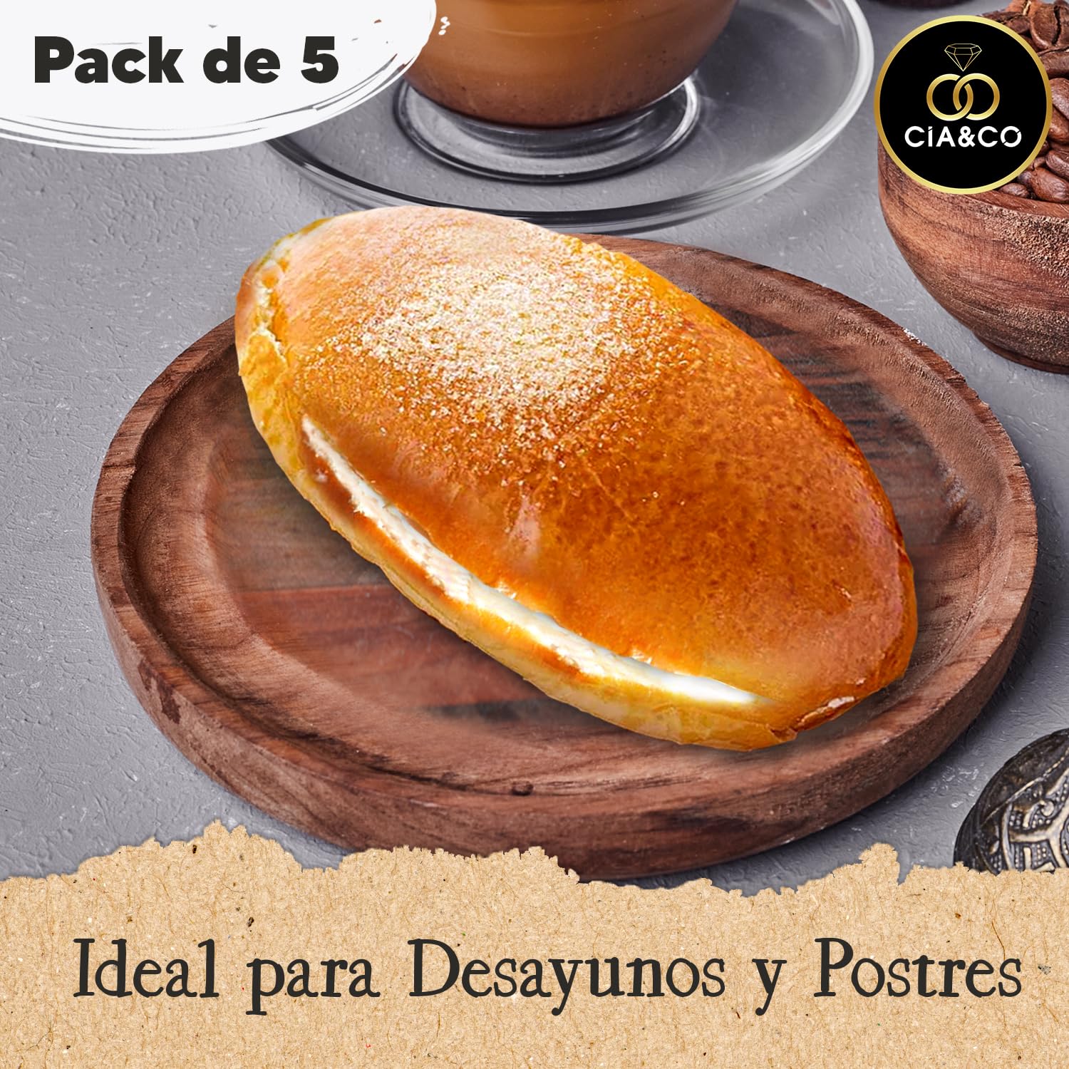 5 Bollos de Mantequilla Artesanos Cia&Co · Receta tradicional y típica Vasca con mucha mantequilla en el interior · Envasado Individualmente para mayor duración.