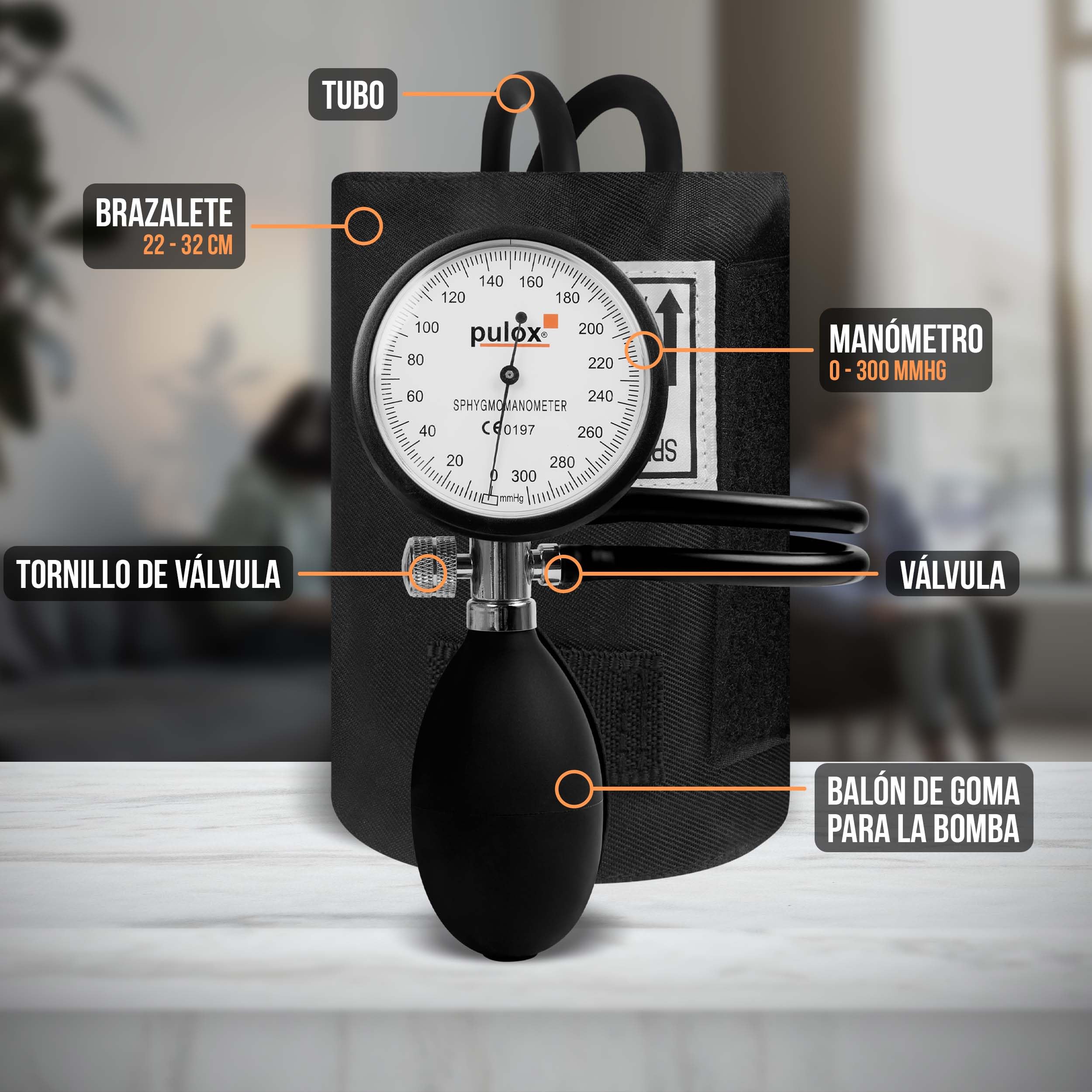 Pulox Tensiómetro Manual - Esfigmomanómetro Aneroide para medir la presión arterial en la parte superior del brazo