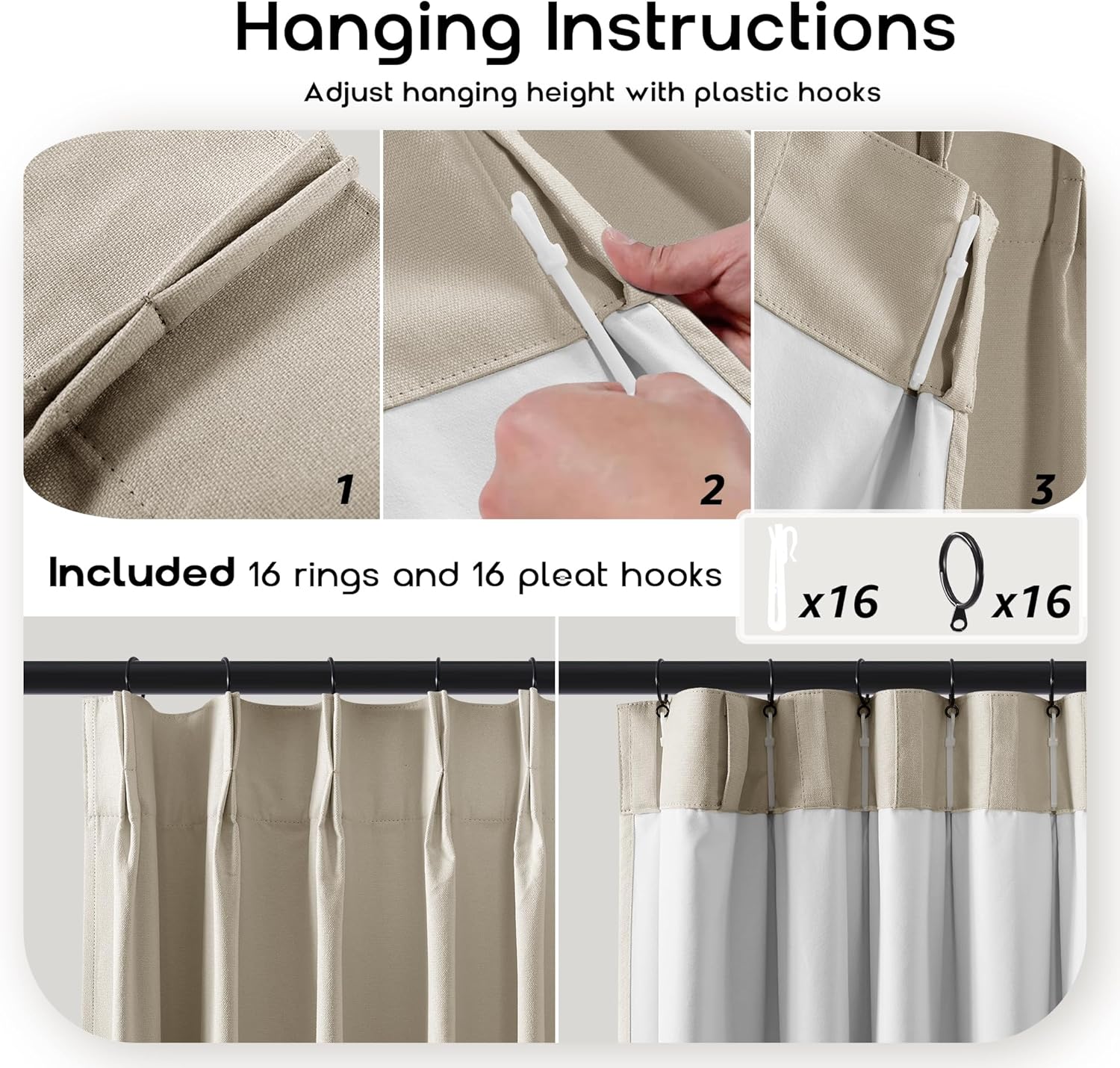 SHINELAND Pinch Pleated Soundproof Curtains 96 Inches Long 2 Panels Set for Office,Noise Cancelling Reducing Sound Proof Curtains for Window Soundproofing Doorway,Taupe