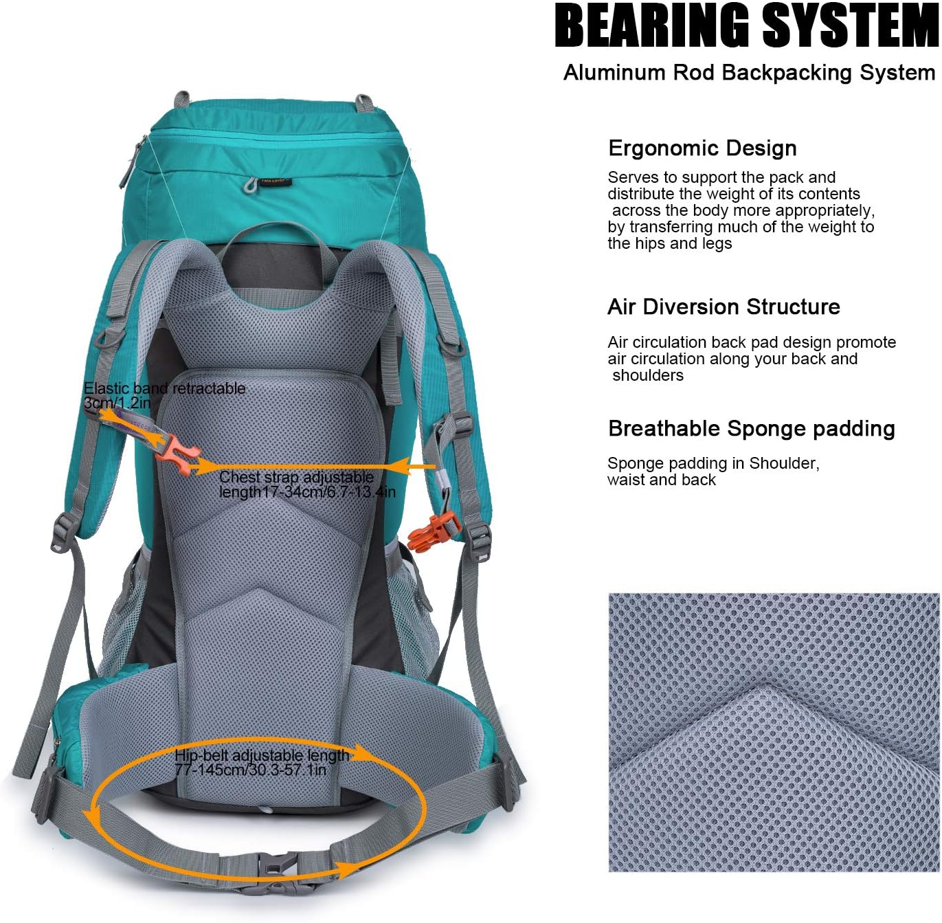 MOUNTAINTOP 55L Internal Frame Backpack