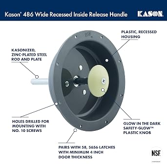 Kason 0486A Wide Recessed Inside Release Handle, 10486A00400