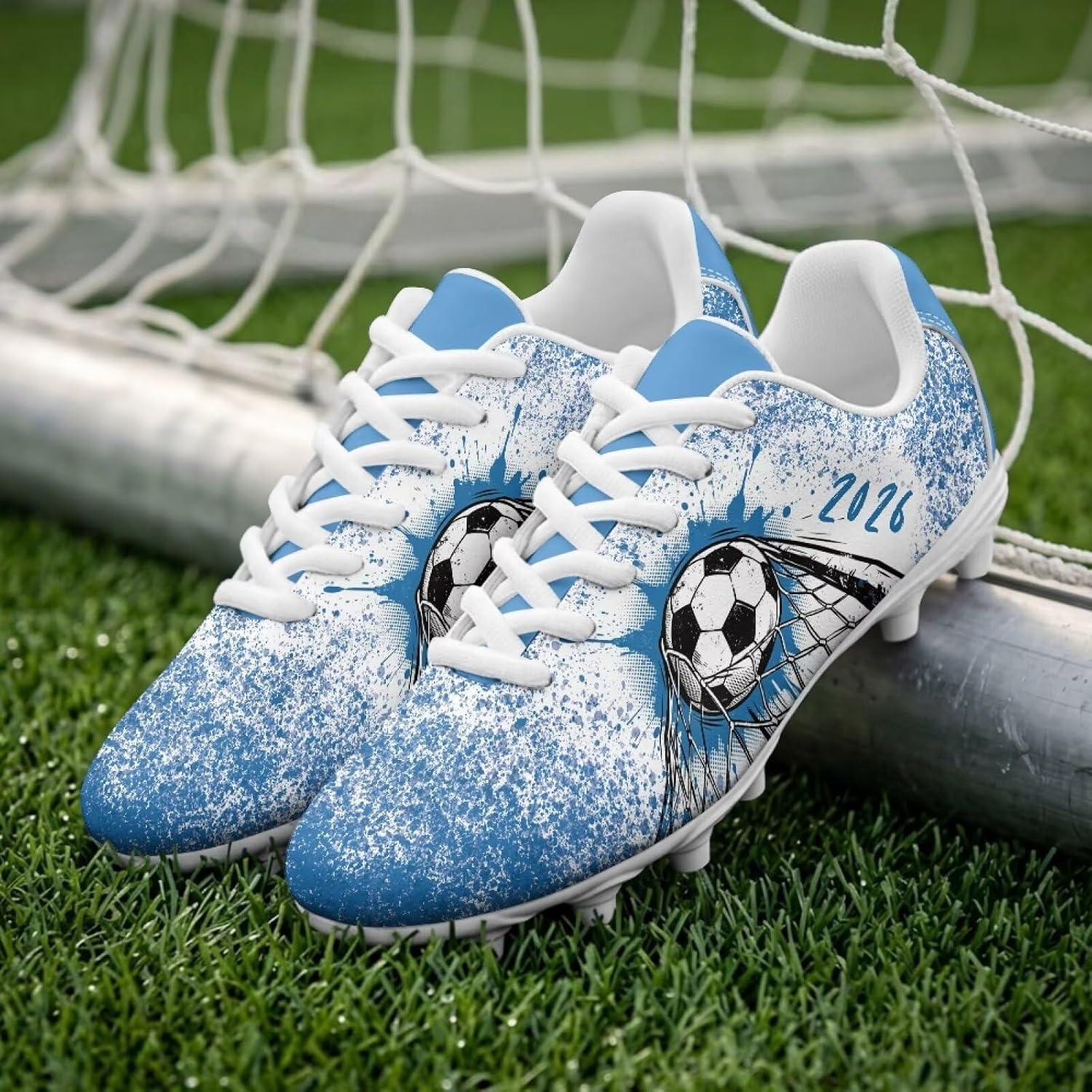 Mens Womens Soccer Cleats Unisex Soccer Shoes for Adult Lightweight Lace-Up Football Shoes