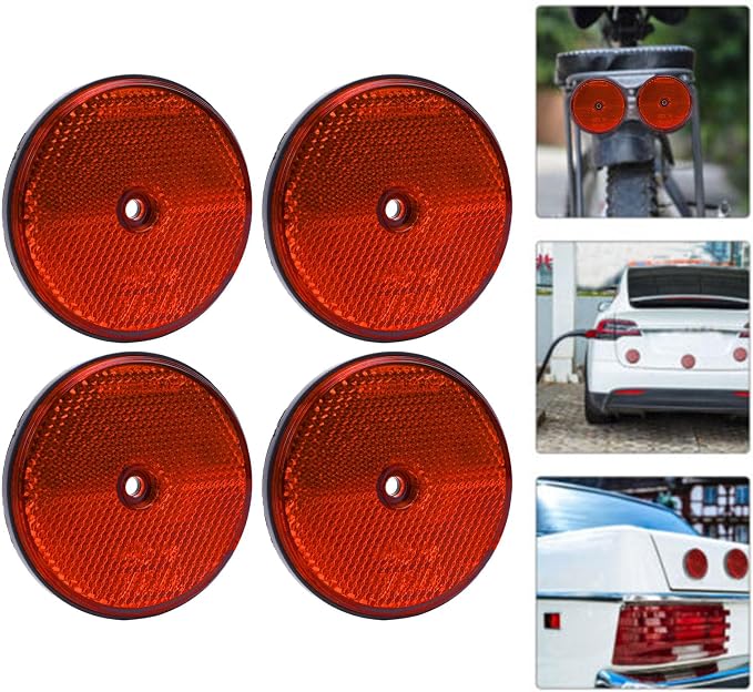 4Pcs Reflectores Redondos de Seguridad 72mm Amarillo miniatura 7