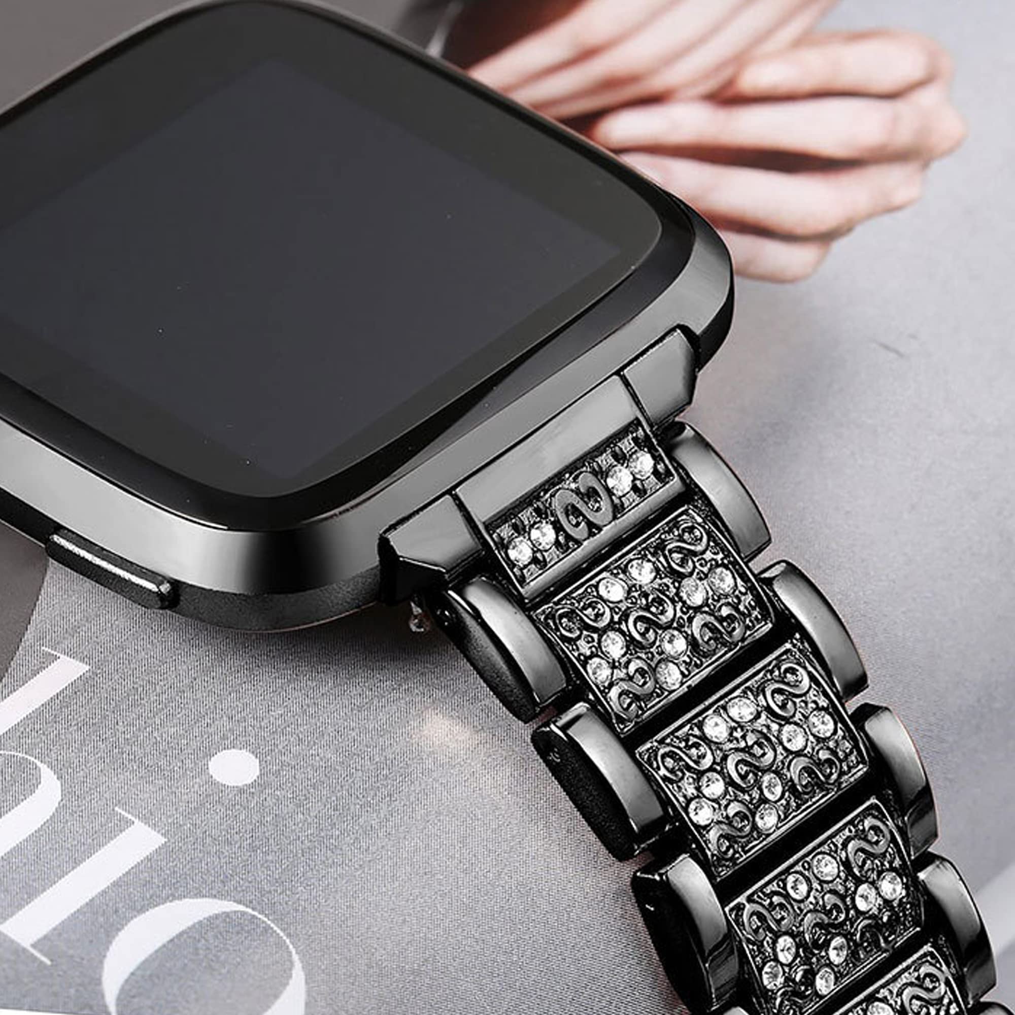 Compatible with Huawei Watch Fit 4 Pro Bands, Women Jewelry Bling Diamond Metal Dressy Strap Adjustable Replacement Strap Accessories Sports Band for Men Women Compatible with Huawei Watch Fit 4 Pro, Fit 4, Fit 3 (Black, For Fit 3, 4, 4 pro)