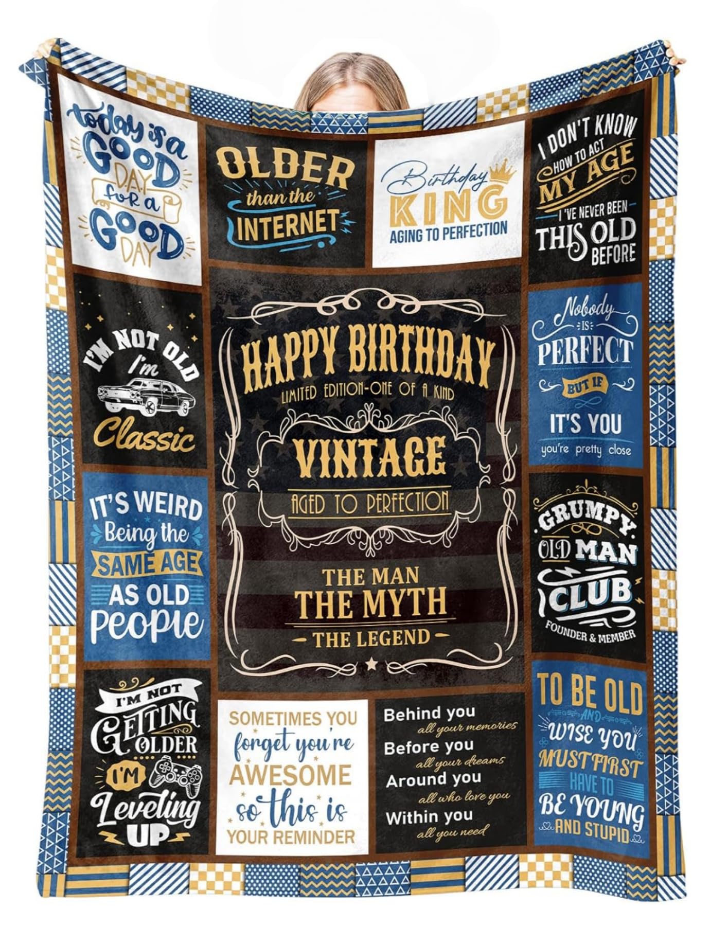 Jeté de lit cadeaux d'anniversaire pour papas et hommes, couverture douce de 130 x 180 cm