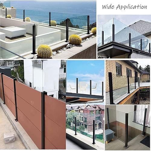 Miniatura 7 de Abrazadera de poste de barandilla de acero inoxidable para 10 piezas de 0.472 in de grosor de vidrio barandilla poste de barandilla de patio terraza